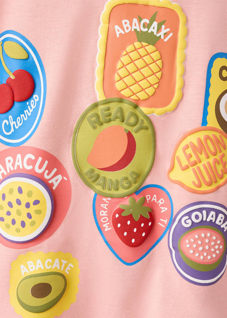T-Shirt mit Obst-Print — Pastellorange