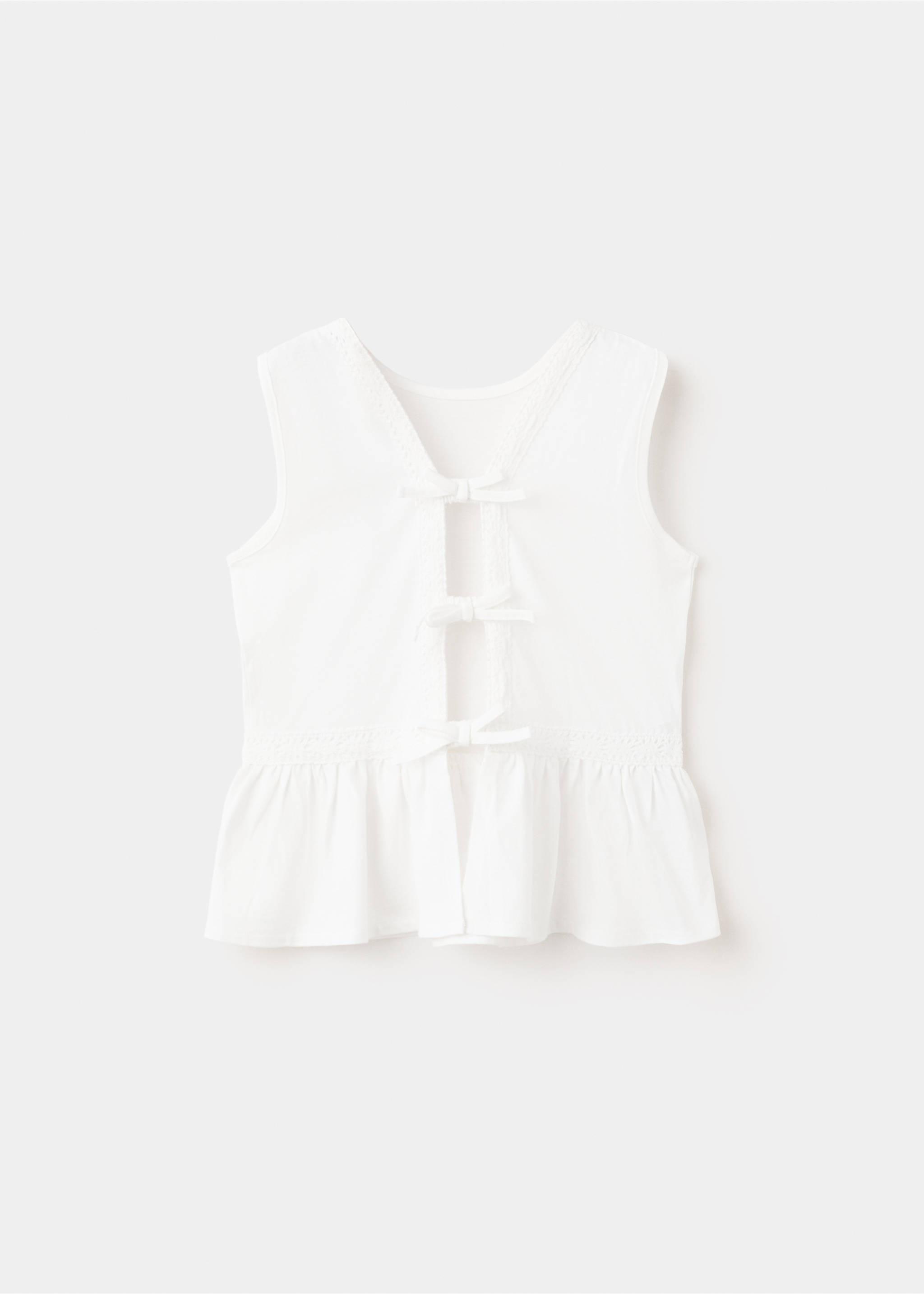 Embroidered detail bow top - Article without model, Off White. Ref: 27007942-00.