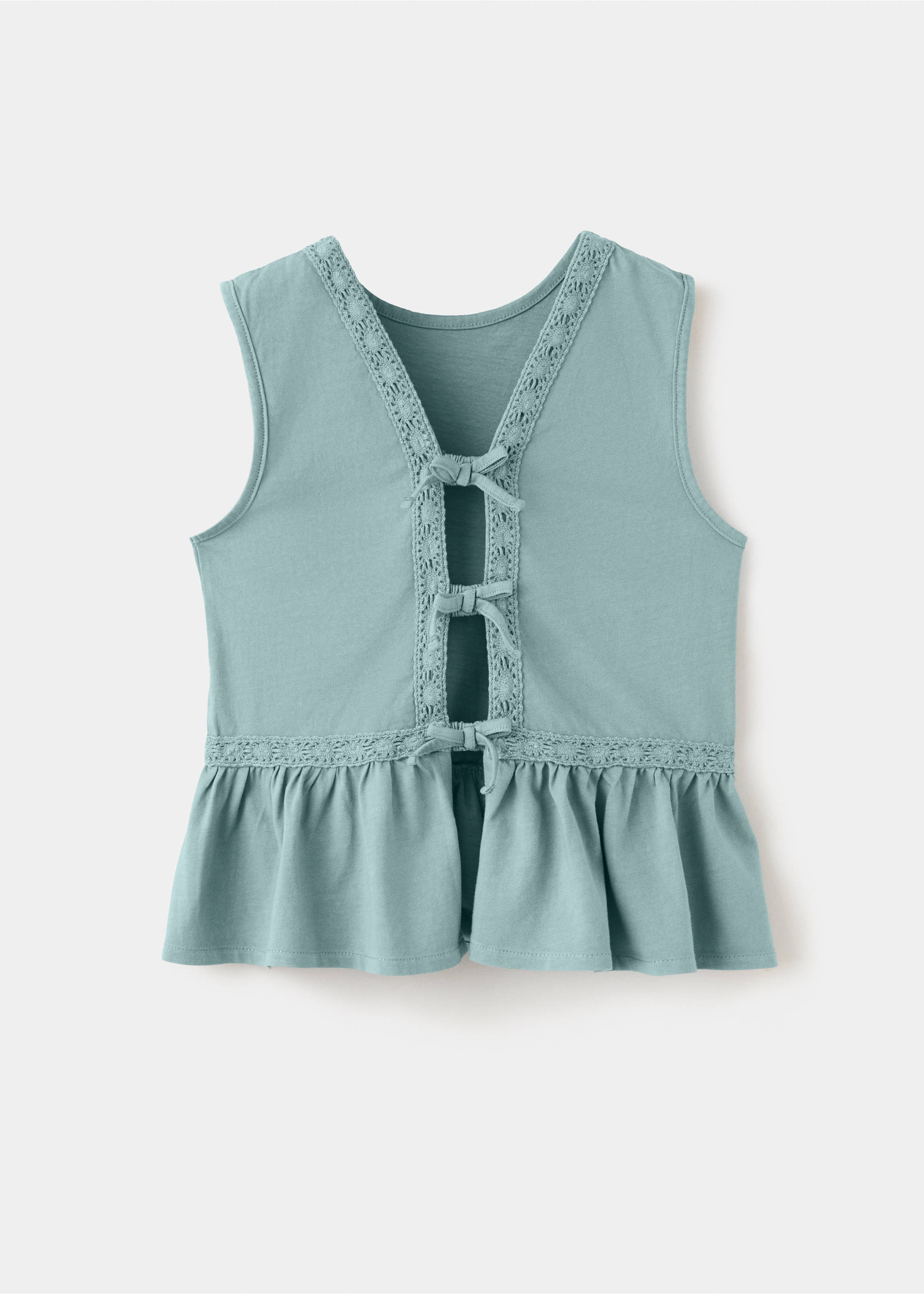 Haut à nœuds avec détails broderie - Article sans modèle, Bleu pétrole. Ref: 27007942-00.