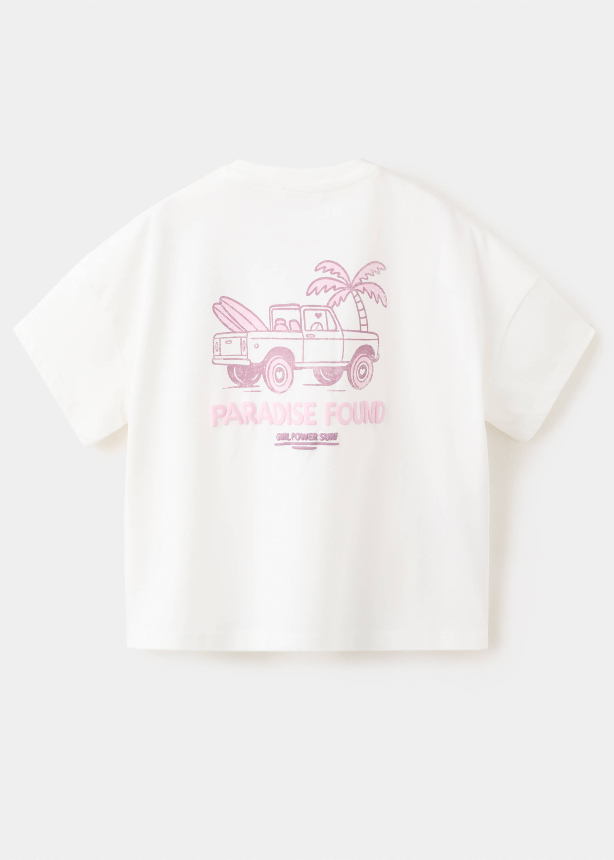 T-shirt en coton imprimé - Verso de l’article, Blanc cassé. Ref: 27007943-00.