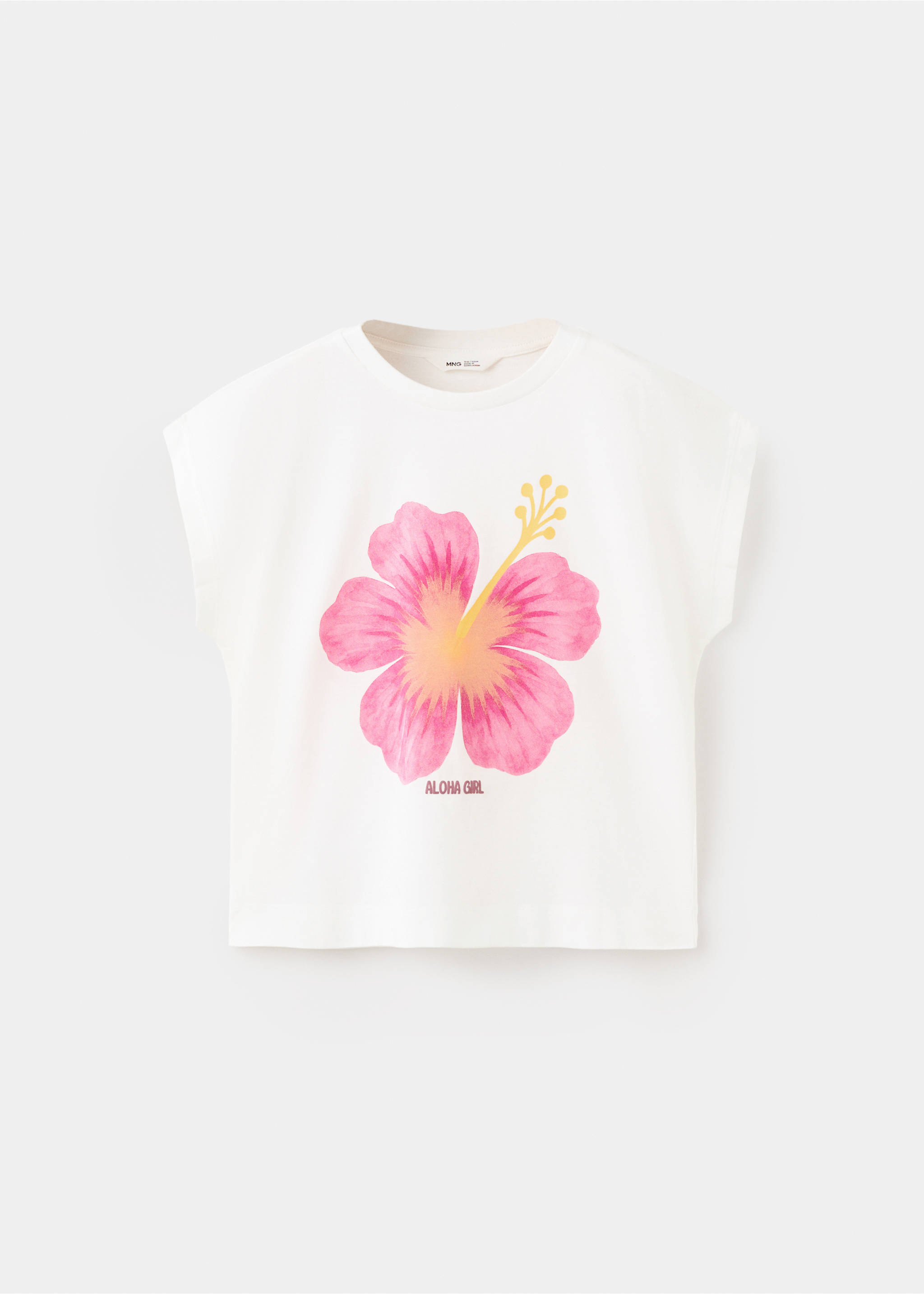 Floral-print cotton t-shirt - Article without model, Off White. Ref: 27007945-00.