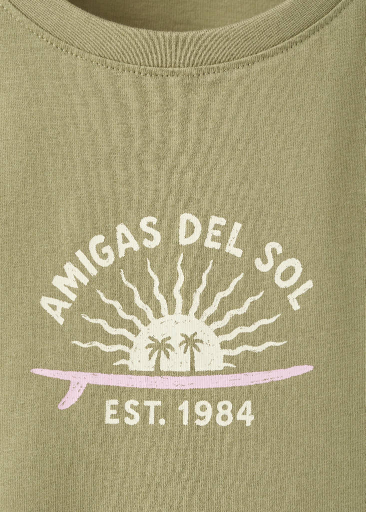 Printed cotton-blend t-shirt — Medium Green