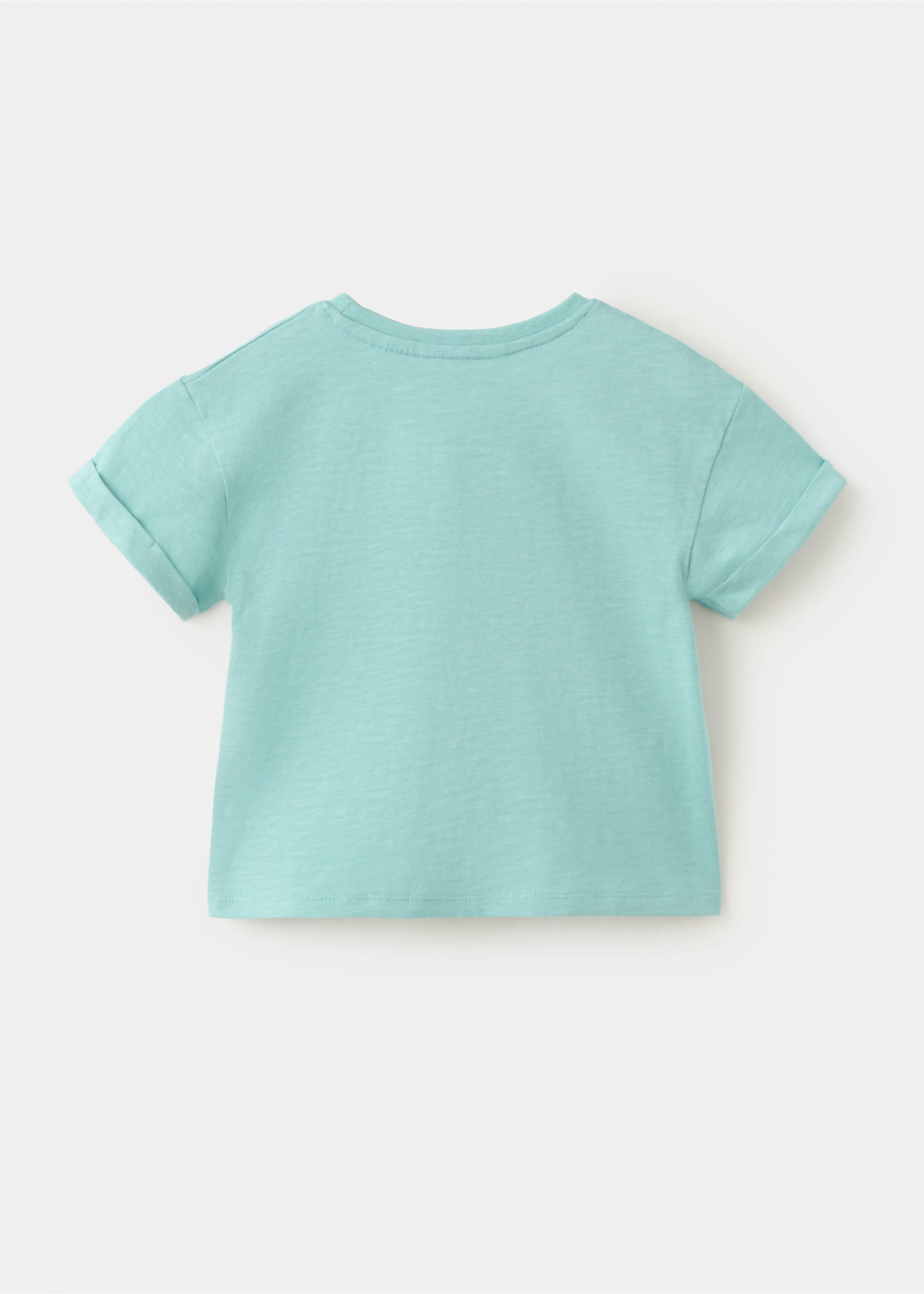 Printed T-shirt with tie detail - Reverse of the article, Forest Green. Ref: 27007947-00.