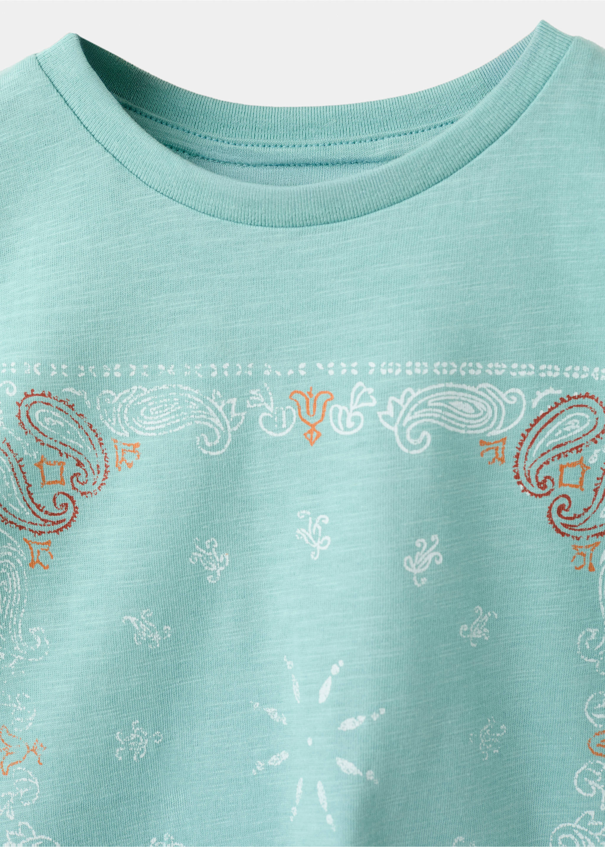 Printed T-shirt with tie detail - Details of the article 8, Forest Green. Ref: 27007947-00.