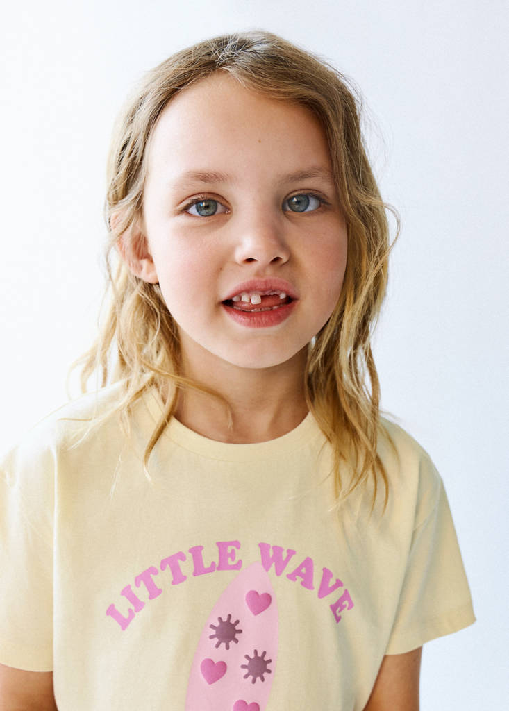 Printed T-shirt with tie detail — Pastel Yellow