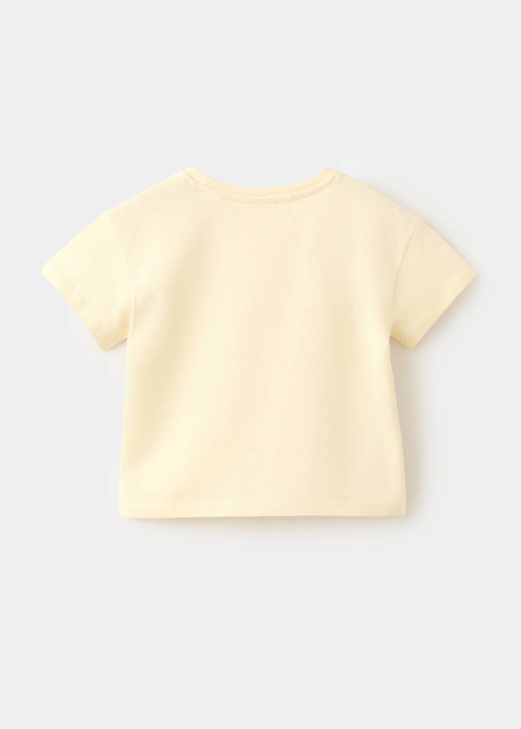 Printed T-shirt with tie detail — Pastel Yellow