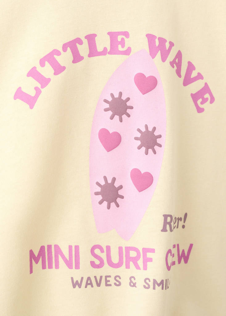 Printed T-shirt with tie detail — Pastel Yellow
