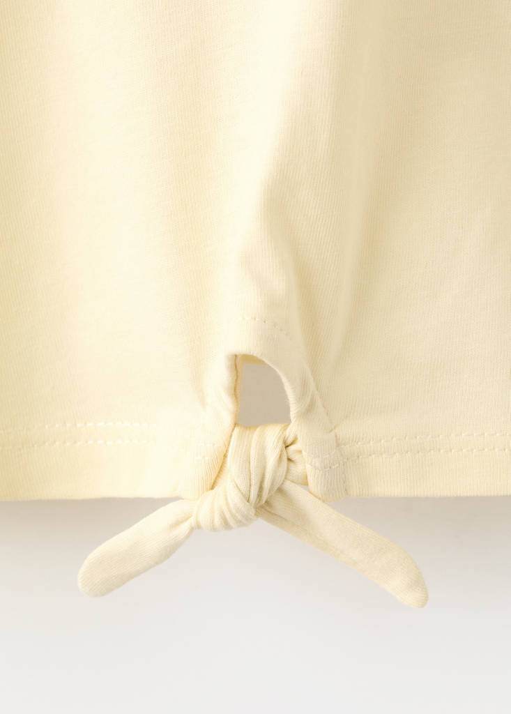 Printed T-shirt with tie detail — Pastel Yellow