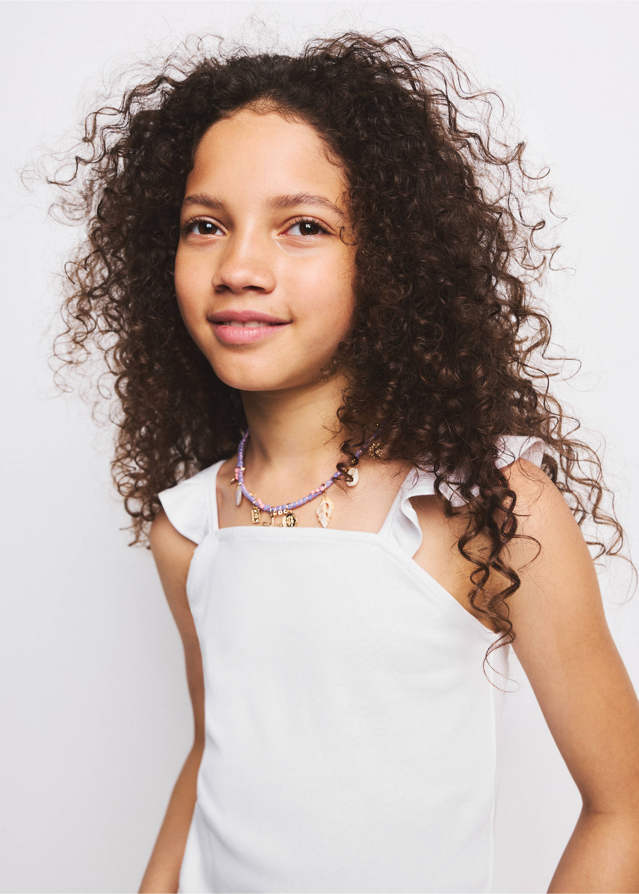 Frills cotton t-shirt - Details of the article 1, Off White. Ref: 27007949-00.