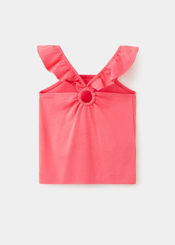 Frills cotton t-shirt — Fuchsia
