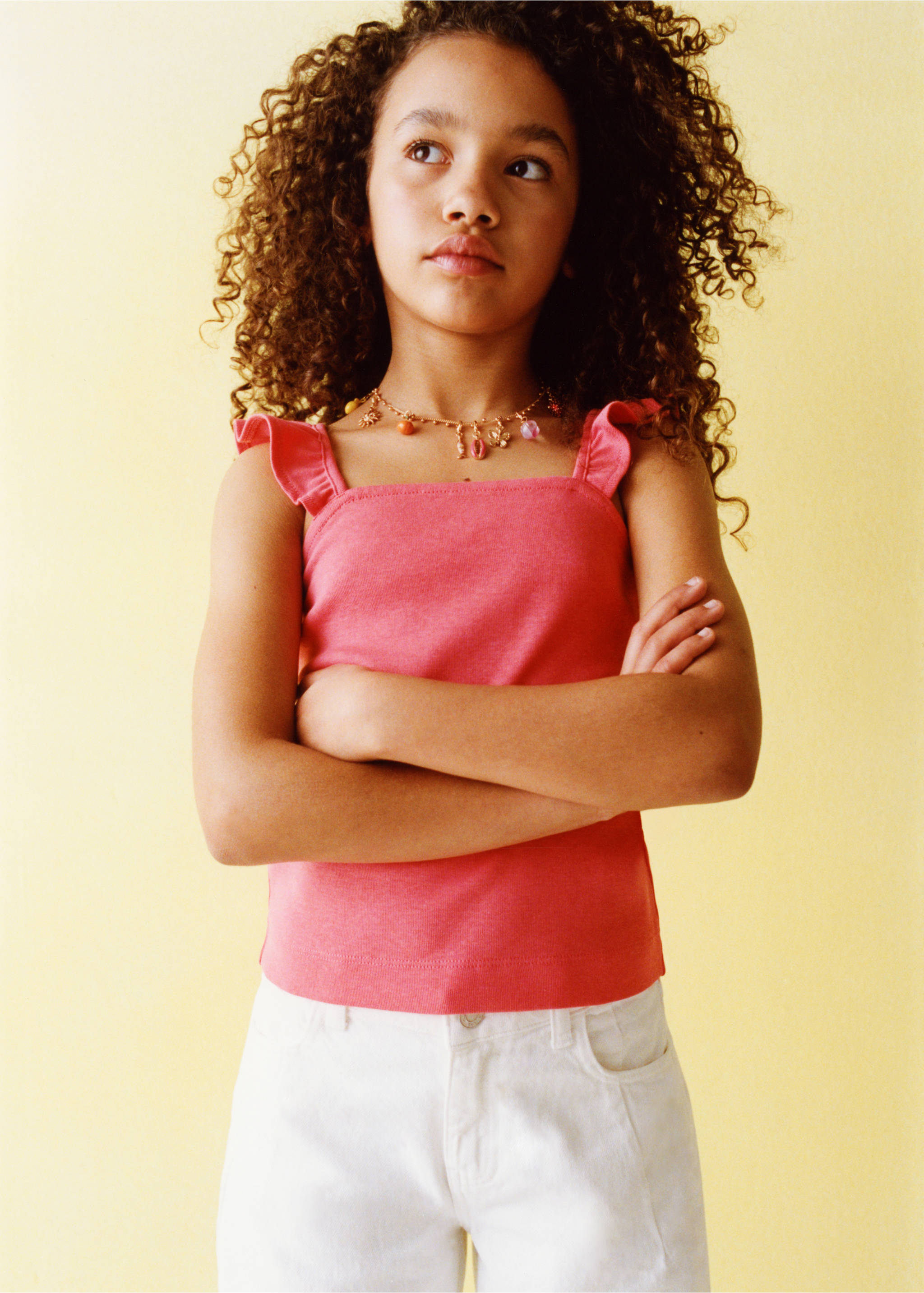 T-shirt en coton à volants - Détail de l'article 5, Fuchsia. Ref: 27007949-00.