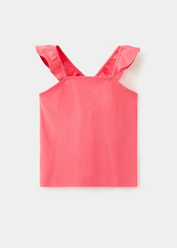 Frills cotton t-shirt — Fuchsia