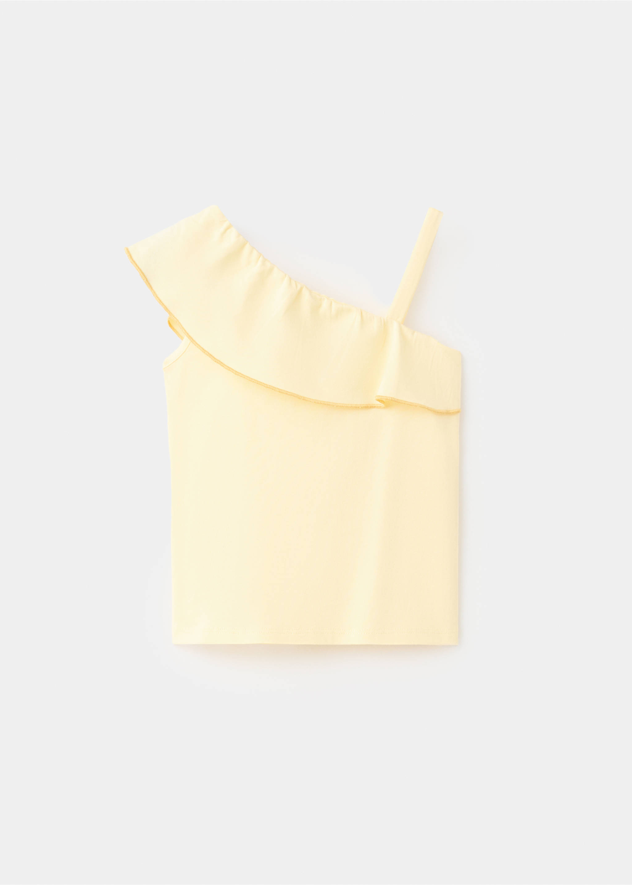 Contrast ruffle T-shirt - Article without model, Pastel Yellow. Ref: 27007951-00.