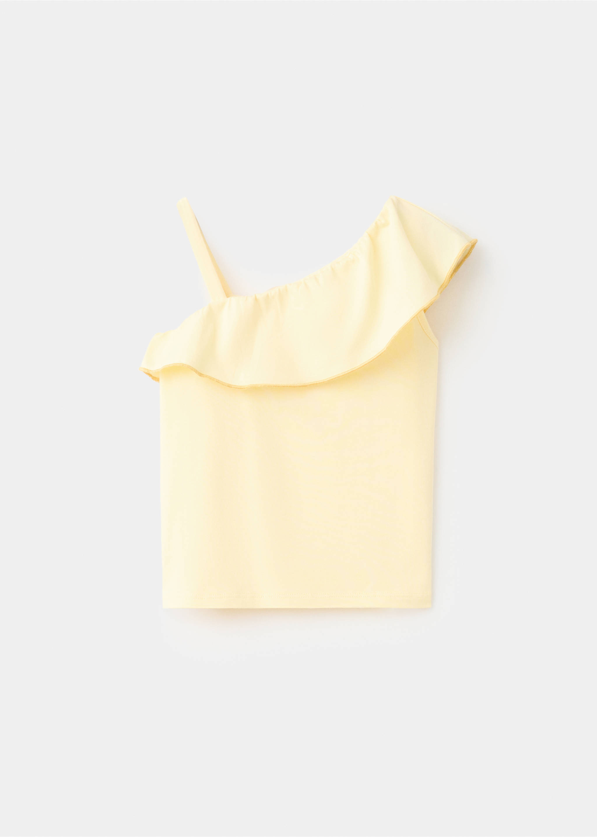 Contrast ruffle T-shirt - Reverse of the article, Pastel Yellow. Ref: 27007951-00.