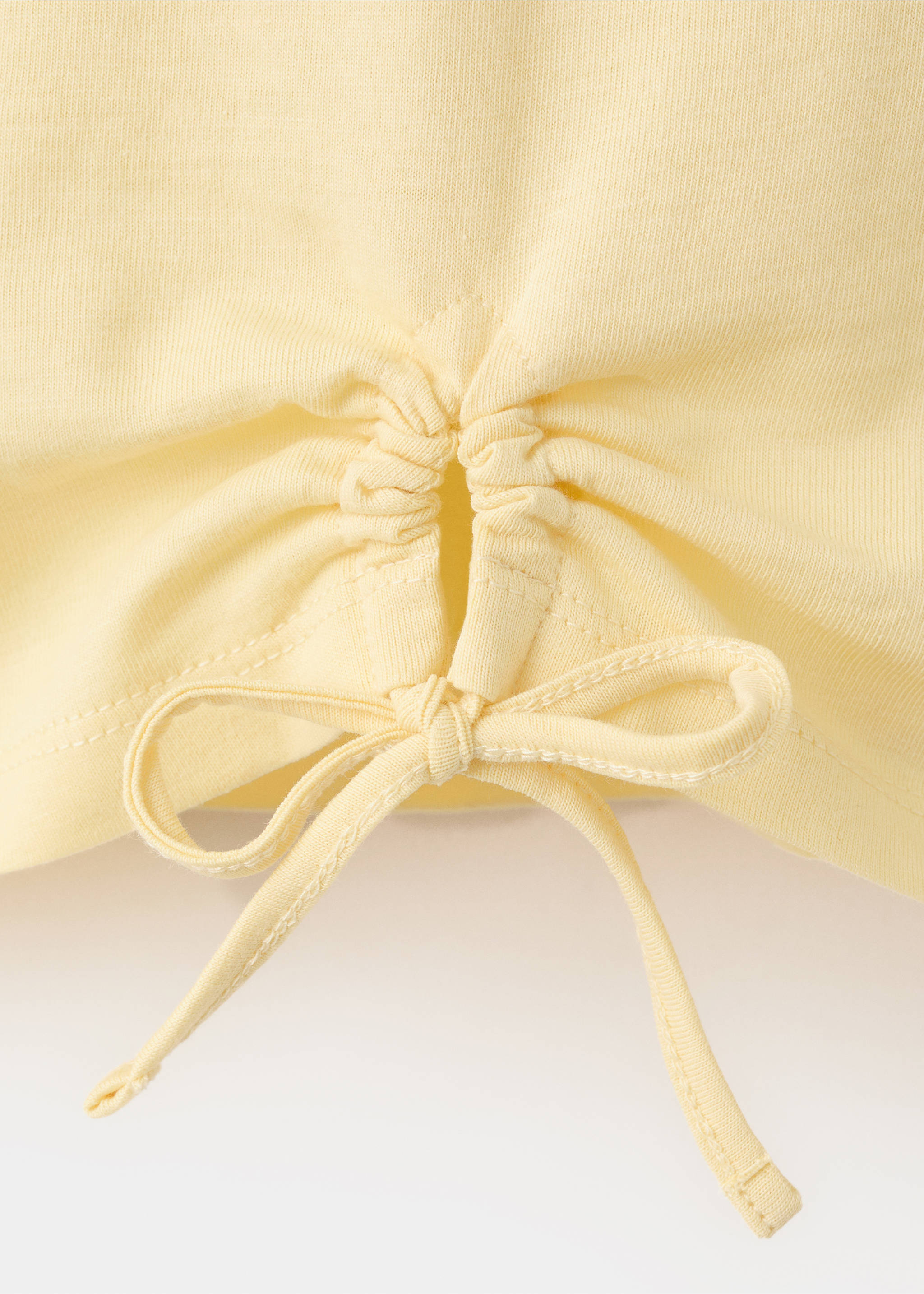 Printed T-shirt with tie detail - Details of the article 0, Pastel Yellow. Ref: 27007952-00.