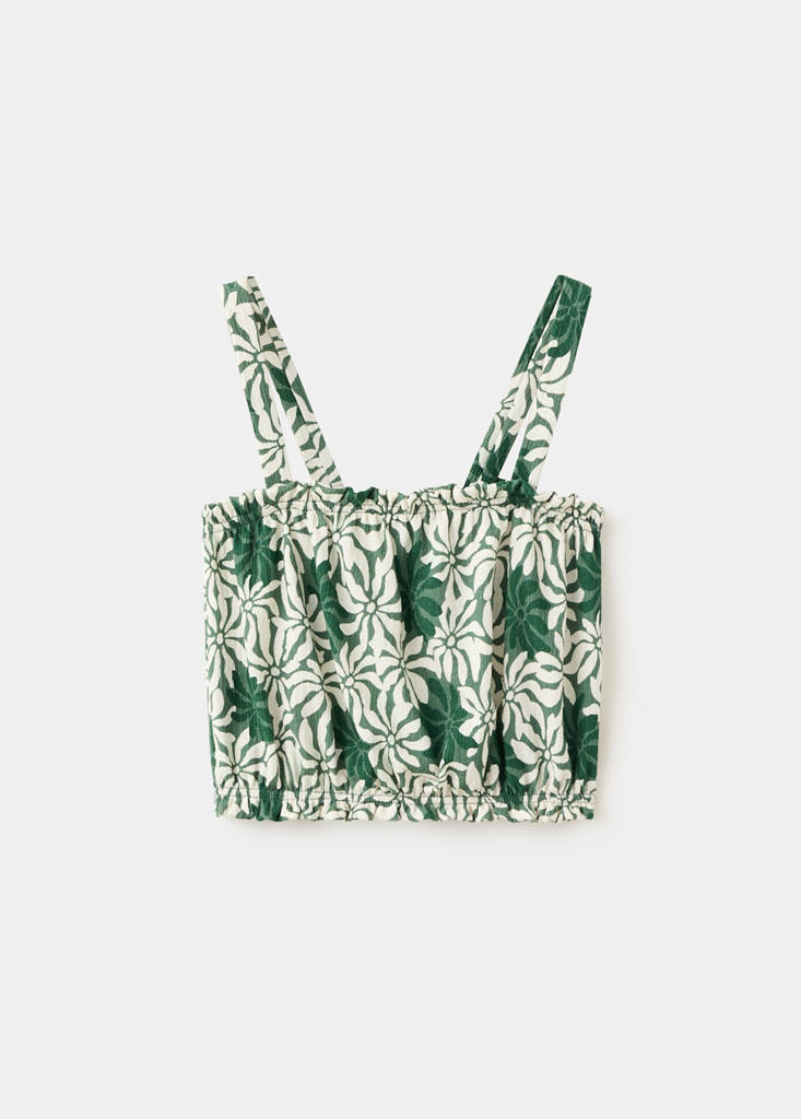 Floral print spaghetti strap top — Green