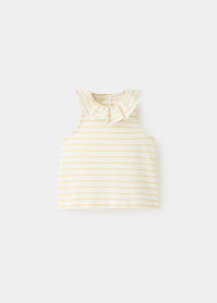 Striped frills top — Yellow