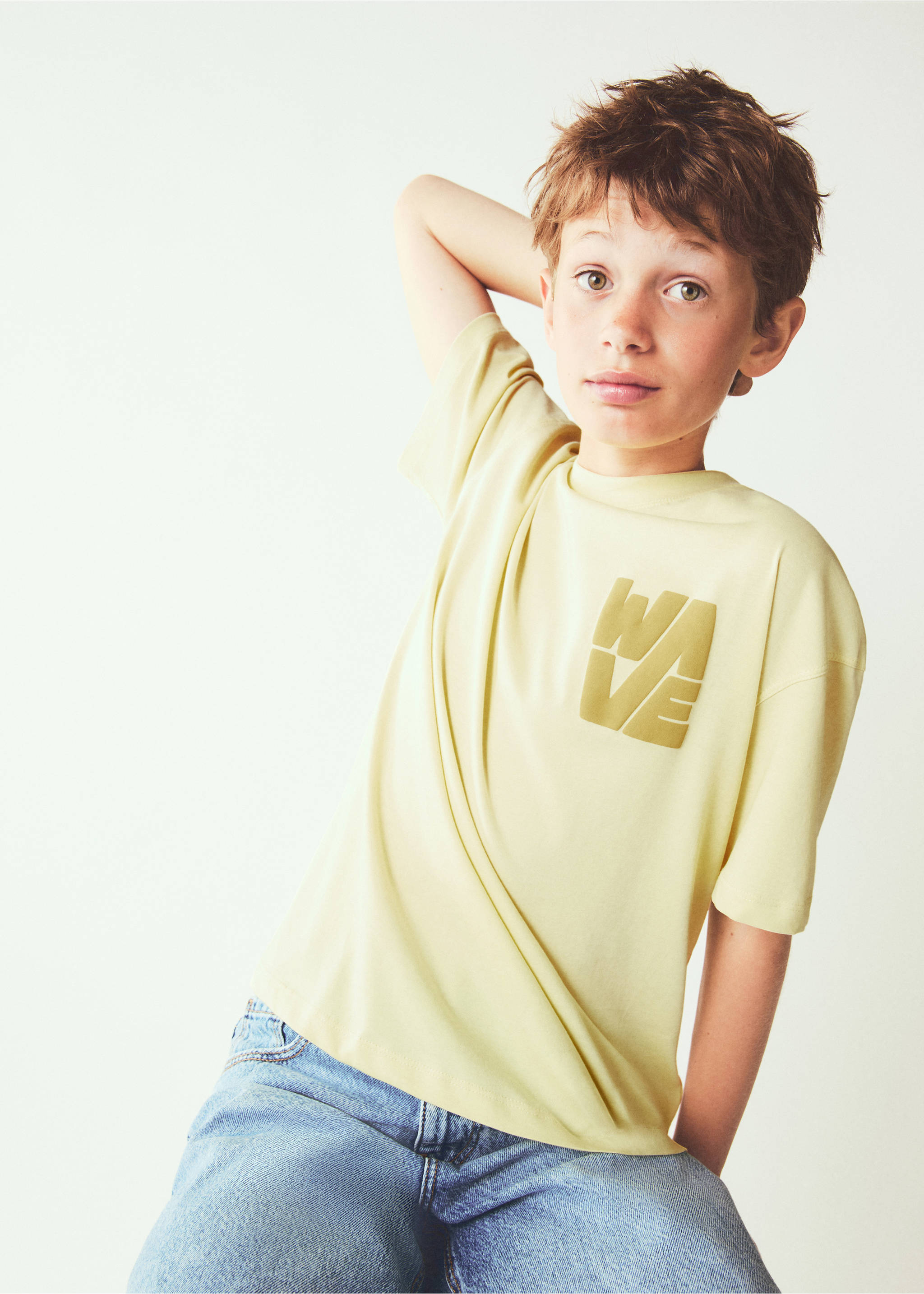 Printed cotton-blend t-shirt - General plane, Yellow. Ref: 27008274-00.