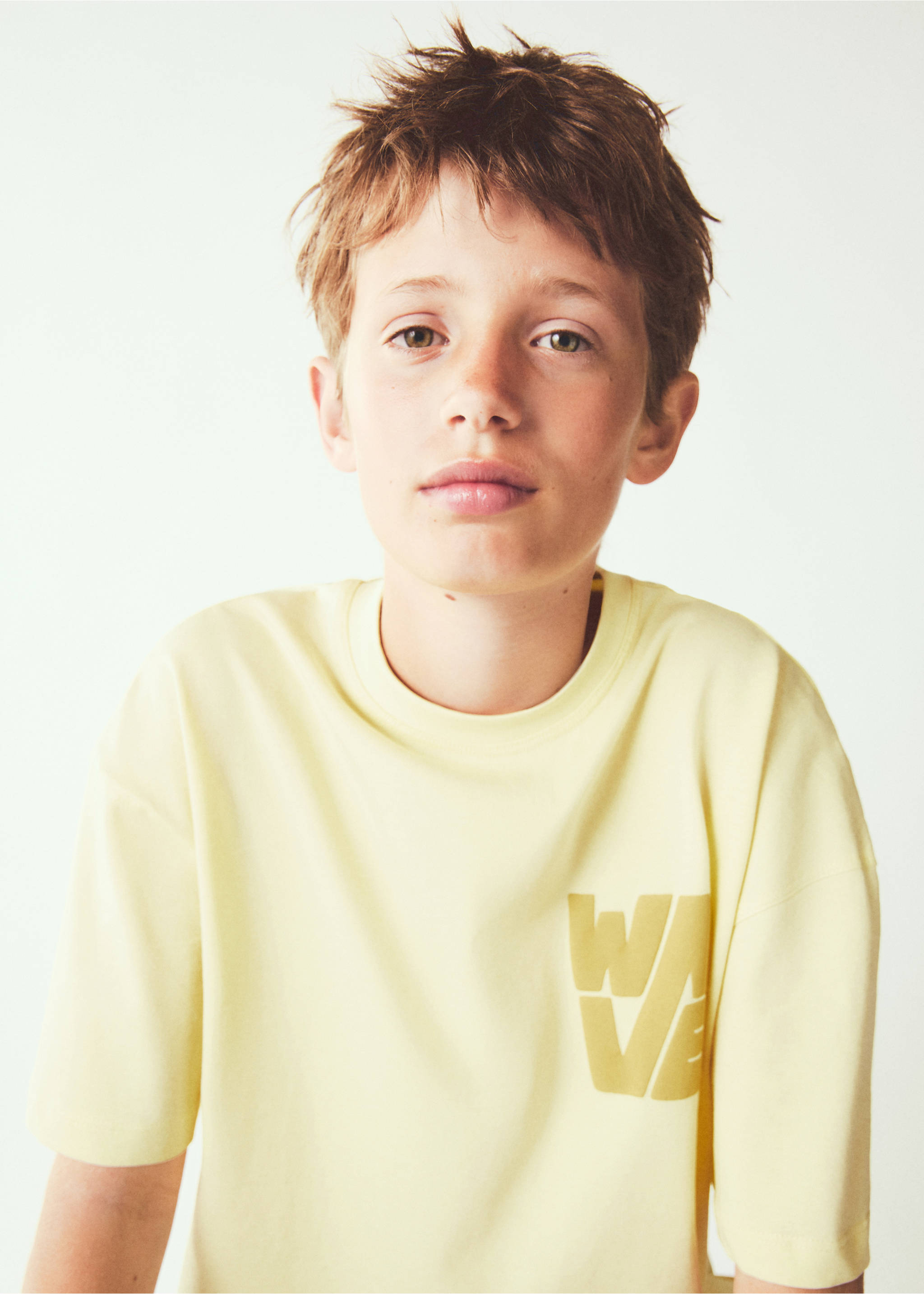 Printed cotton-blend t-shirt - Details of the article 1, Yellow. Ref: 27008274-00.