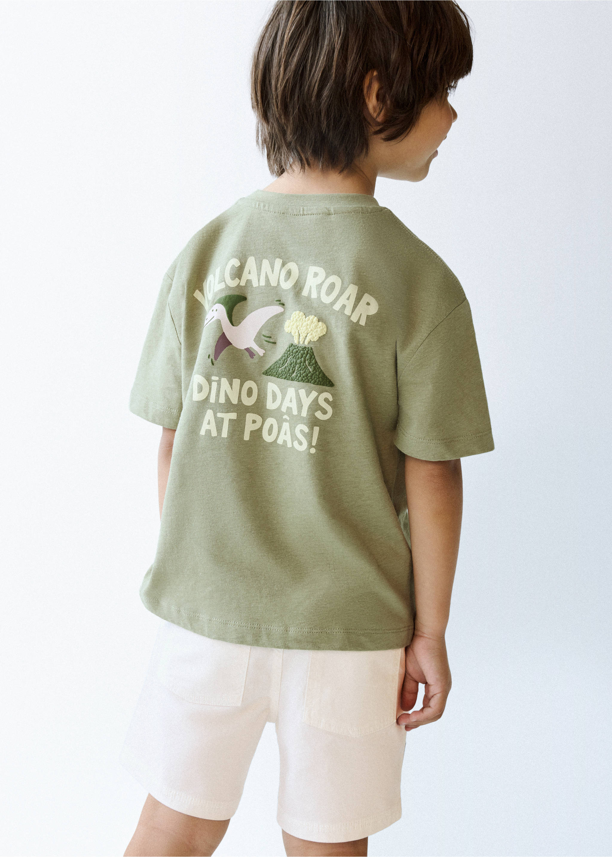 تي شيرت بمزيج القطن والكتان بطبعة - رؤية وسط, أسمر ضارب إلى الصفرة. Ref: 27008280-00.