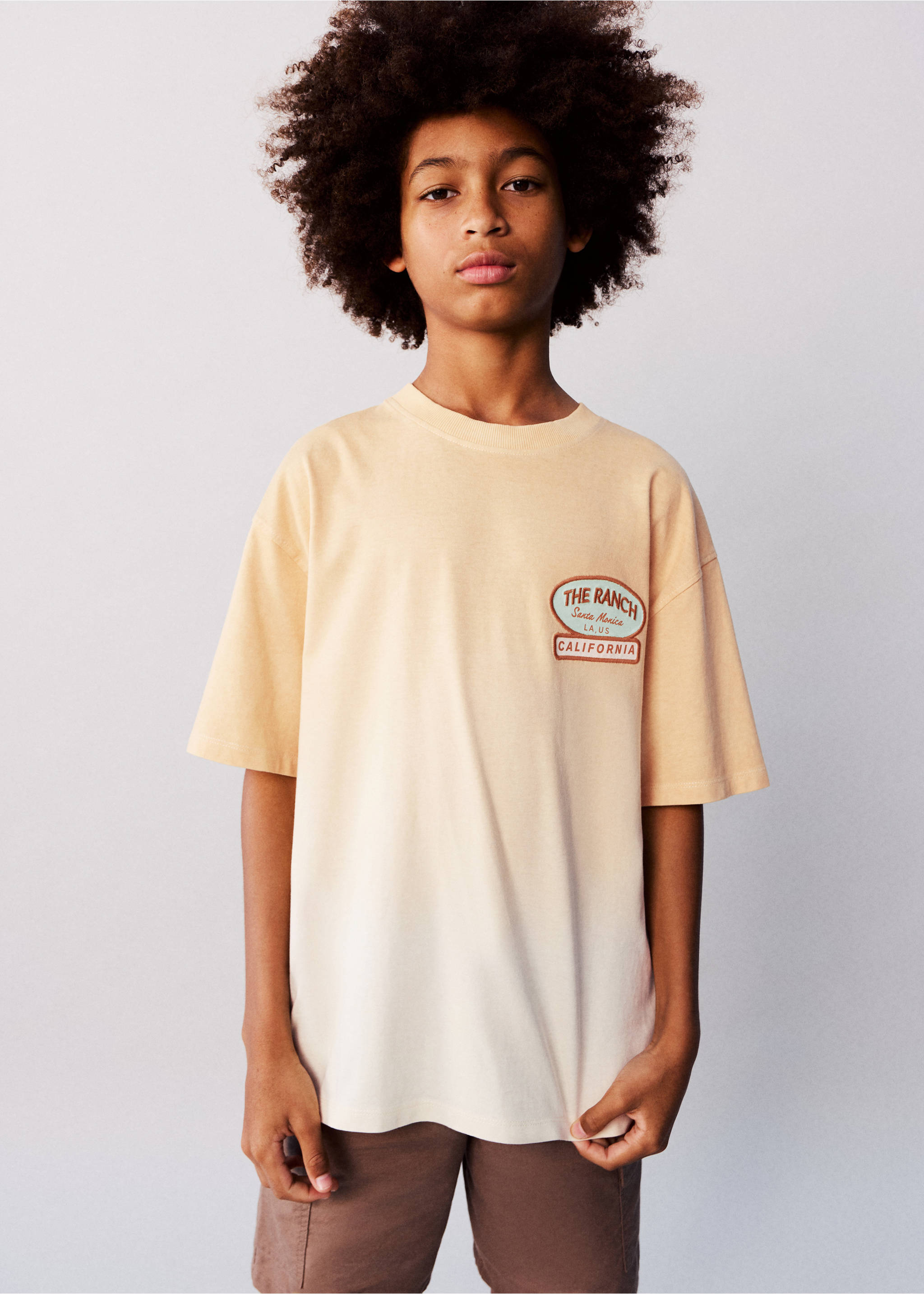 Gradient T-shirt with embroidery detail - General plane, Vanilla. Ref: 27008282-00.