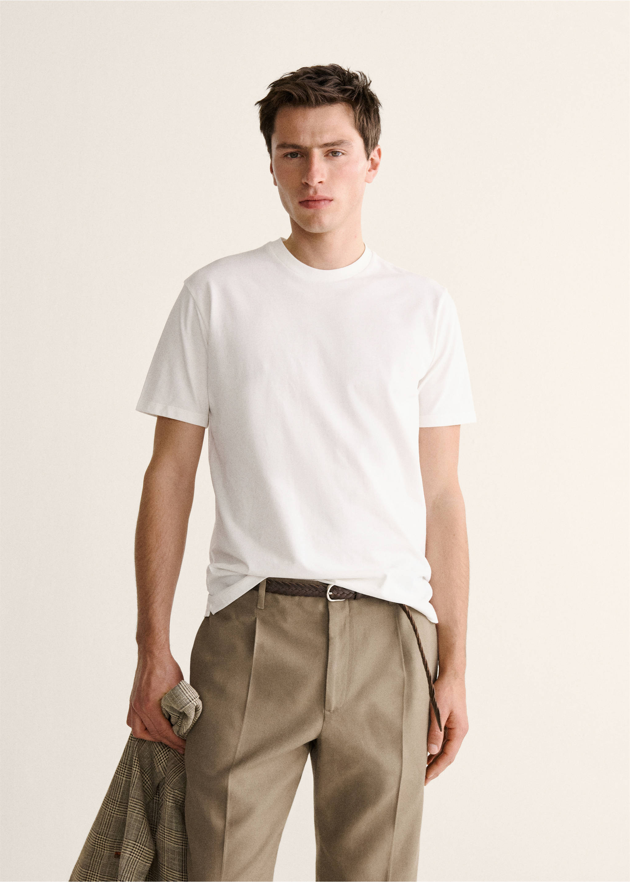 100% cotton slim-fit t-shirt - Medium plane, Off White. Ref: 27008283-00.