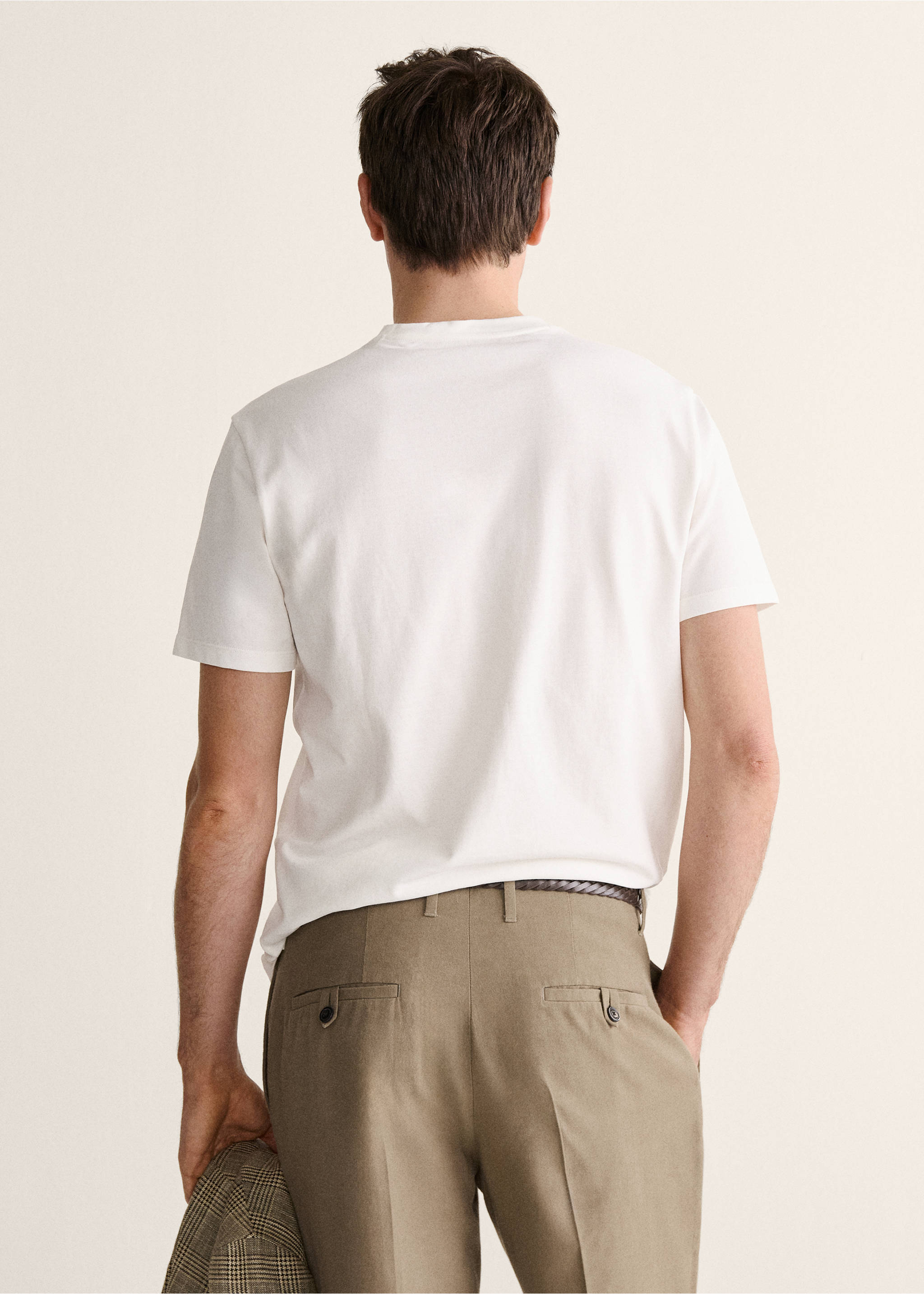 100% cotton slim-fit t-shirt - Reverse of the article, Off White. Ref: 27008283-00.