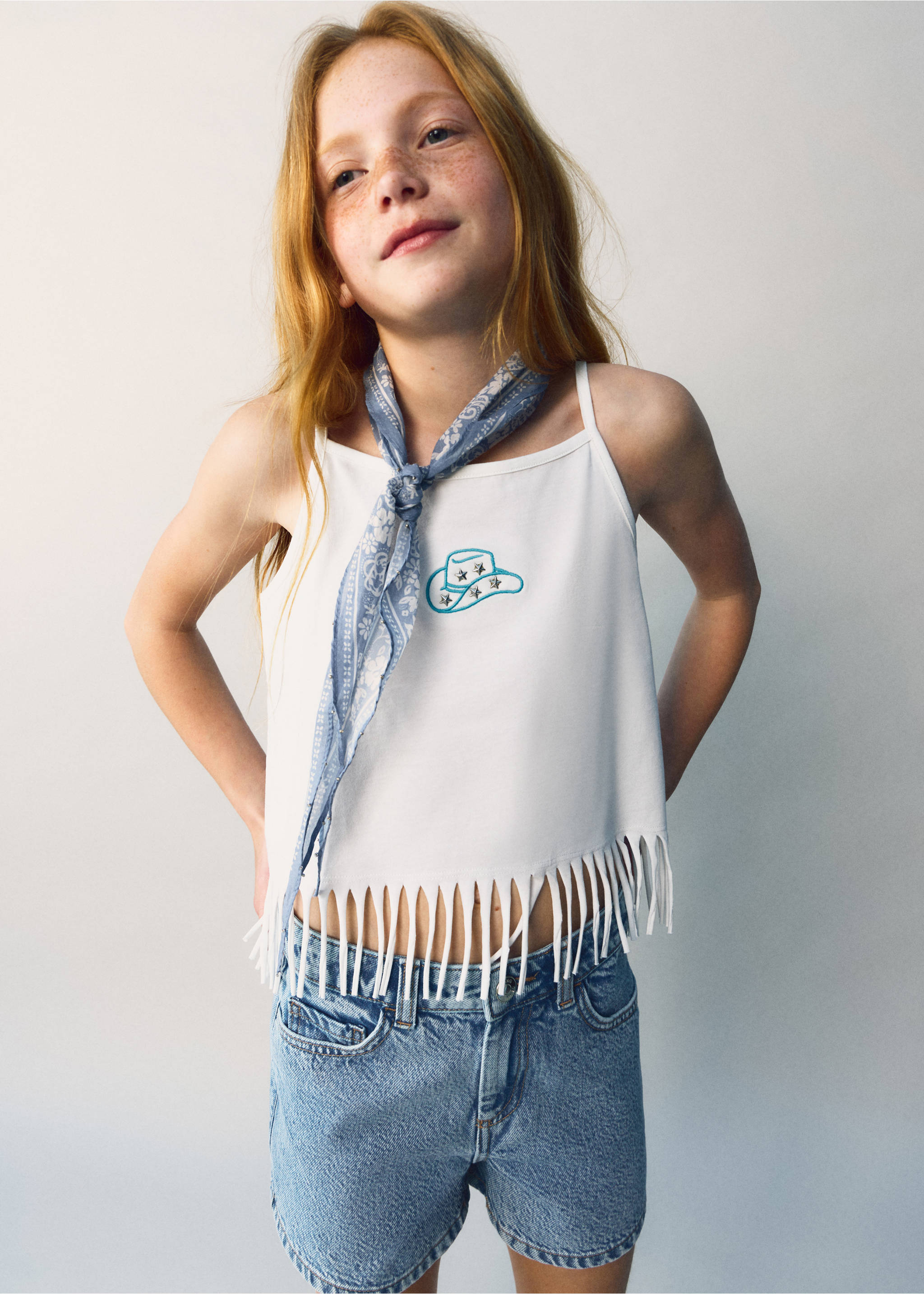 Fringed vest top - Details of the article 1, Off White. Ref: 27008660-00.