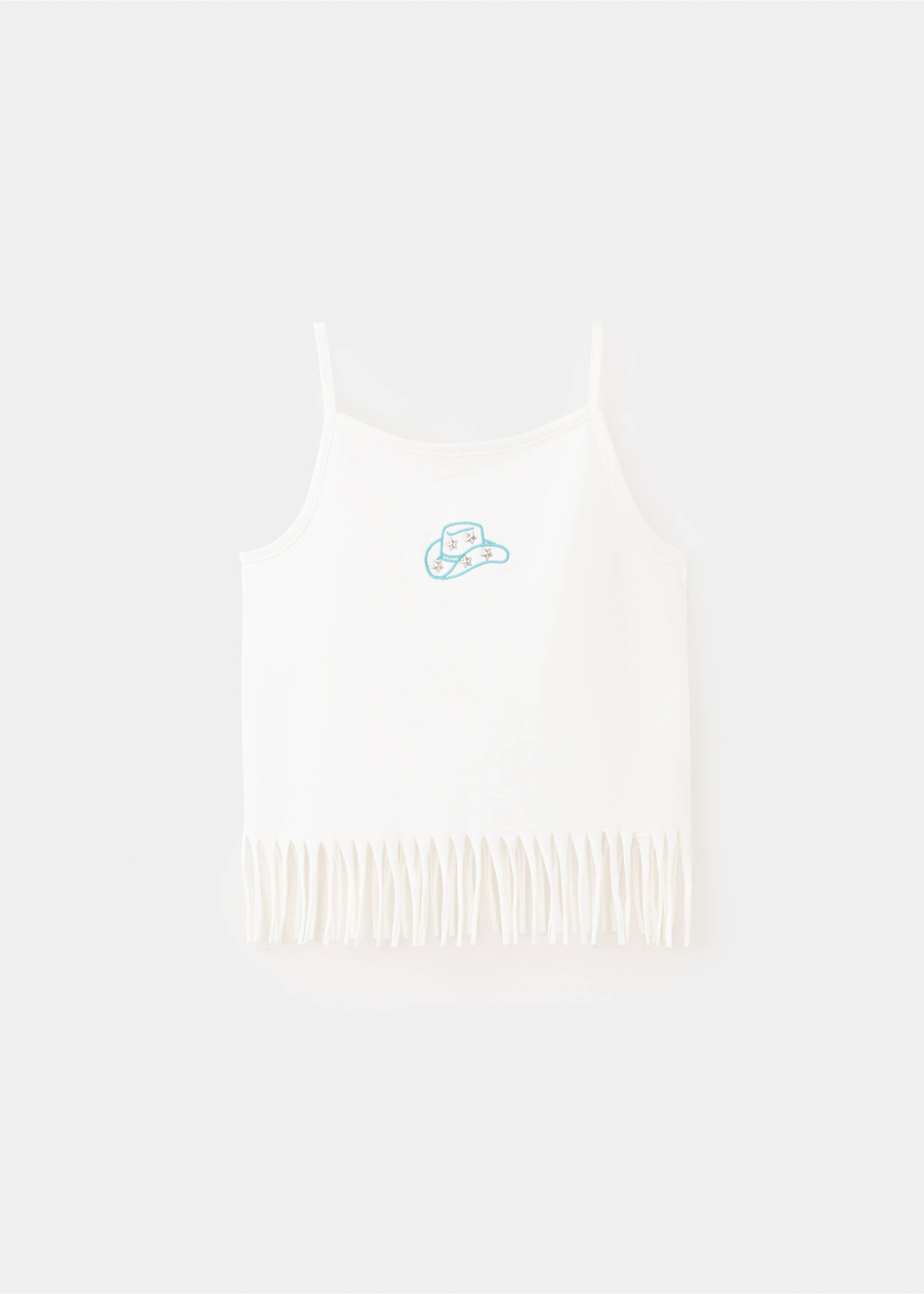 Débardeur à franges - Article sans modèle, Blanc cassé. Ref: 27008660-00.