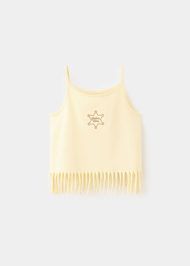 Fringed vest top — Pastel Yellow