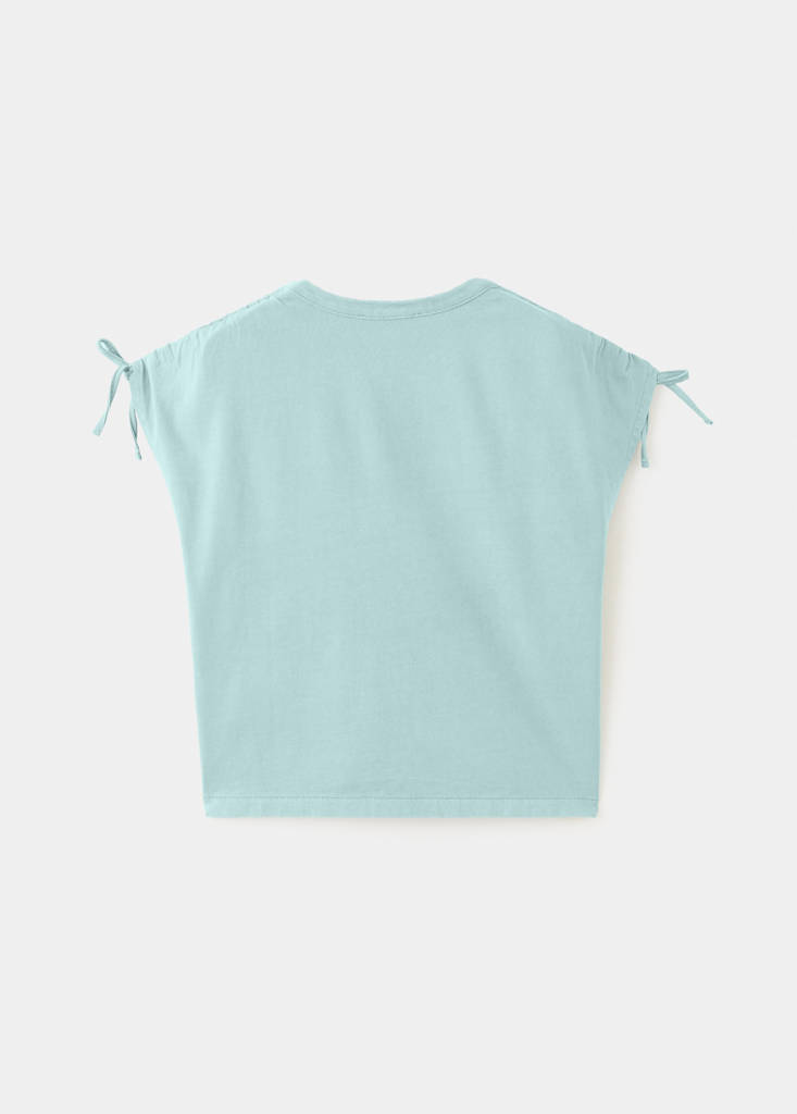 Printed T-shirt with tie details — Petrol Blue