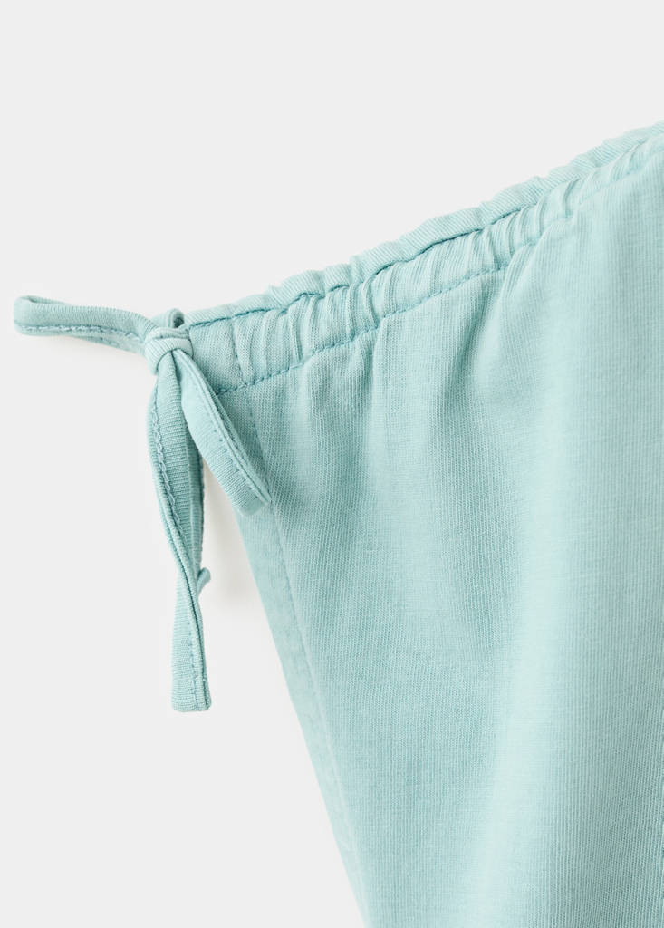 Printed T-shirt with tie details — Petrol Blue