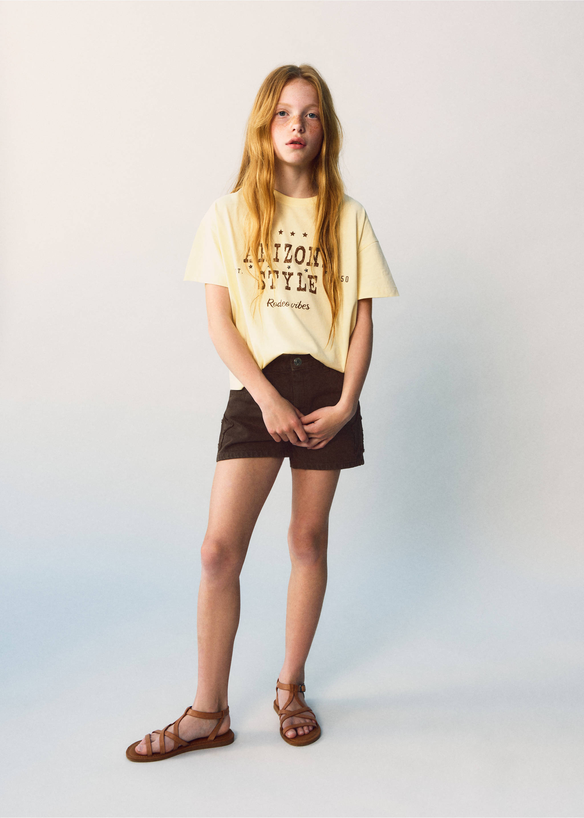 T-shirt en coton imprimé - Plan général, Jaune pastel. Ref: 27008662-00.