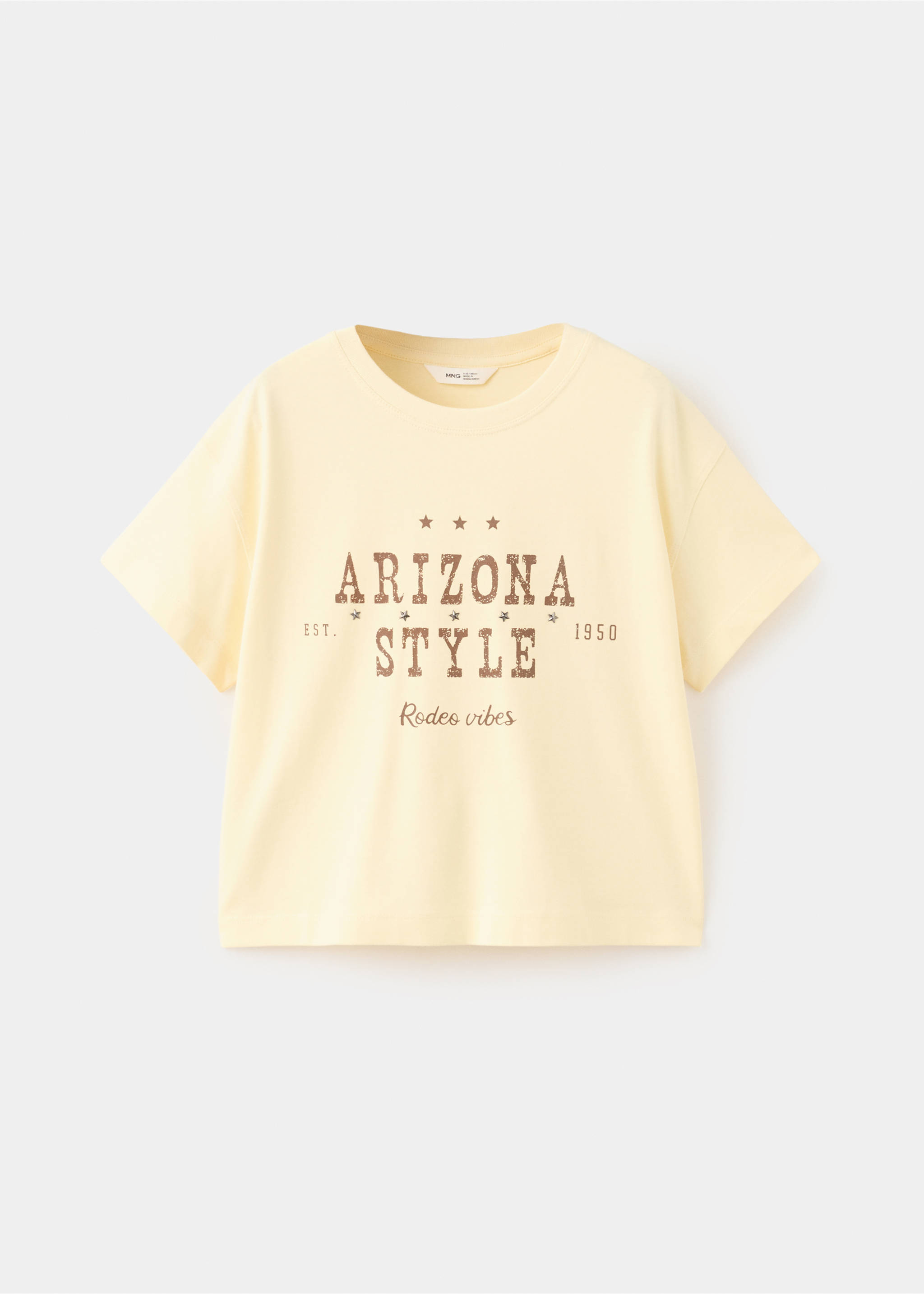 Printed cotton-blend t-shirt - Article without model, Pastel Yellow. Ref: 27008662-00.