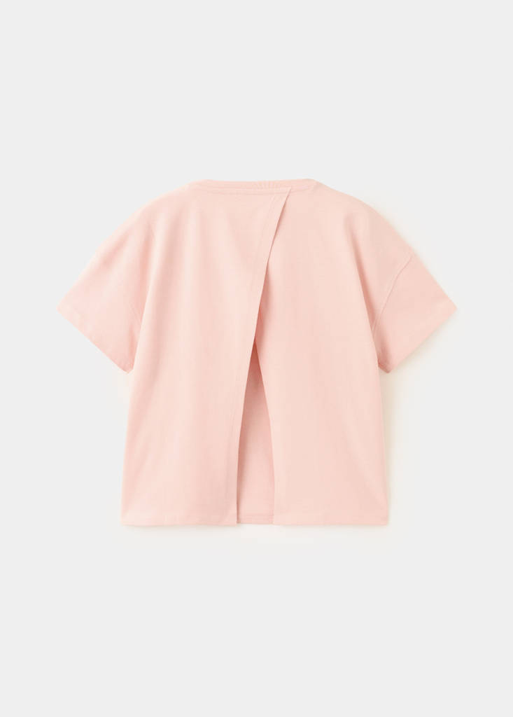 Printed T-shirt with back slit — Pink