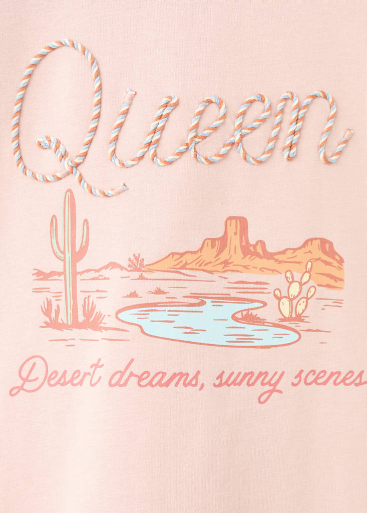 Printed T-shirt with back slit — Pink