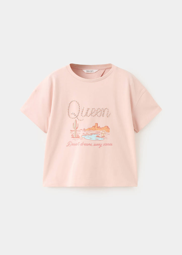 Printed T-shirt with back slit — Pink