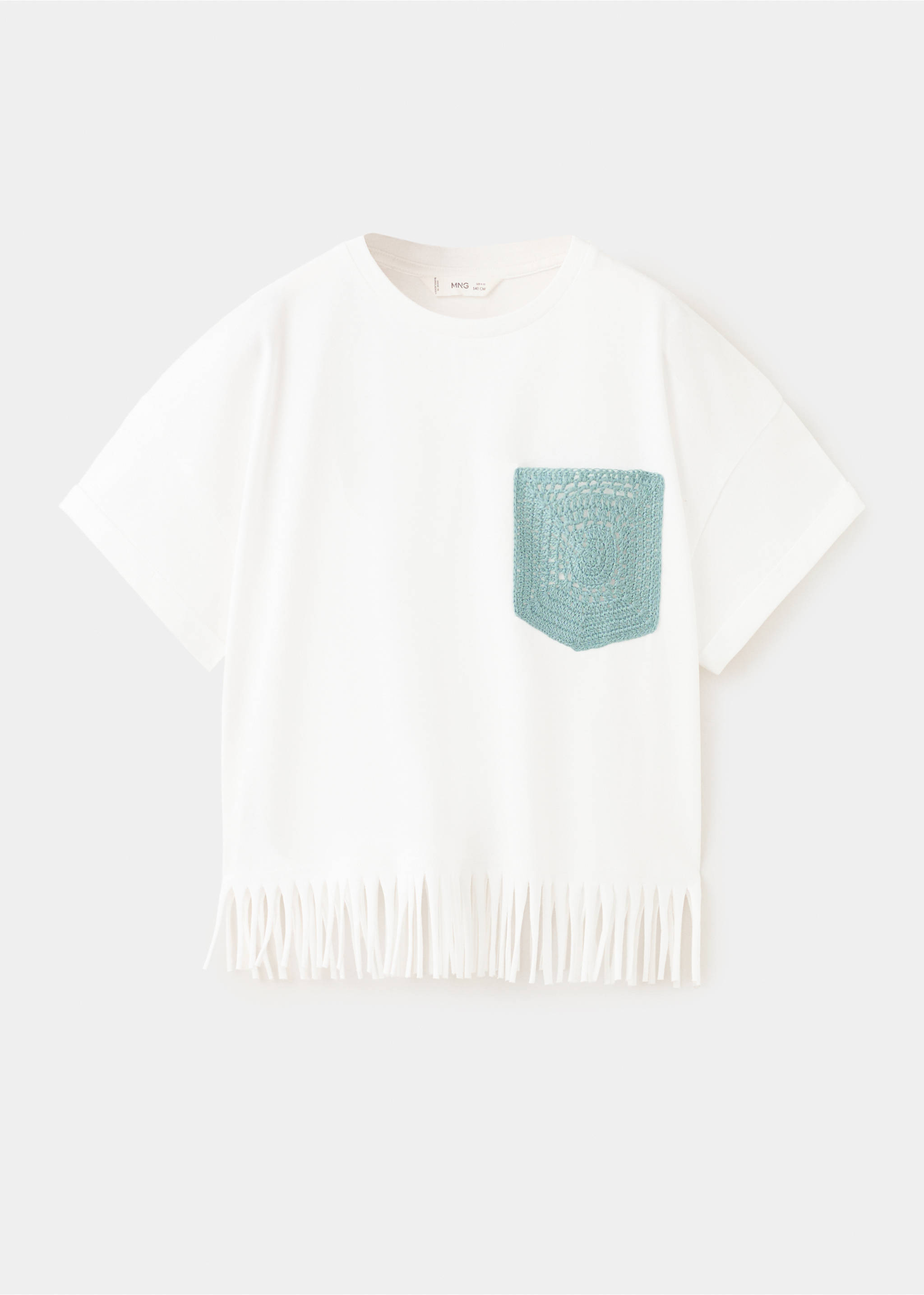 T-shirt coton détail franges - Article sans modèle, Blanc cassé. Ref: 27008669-00.