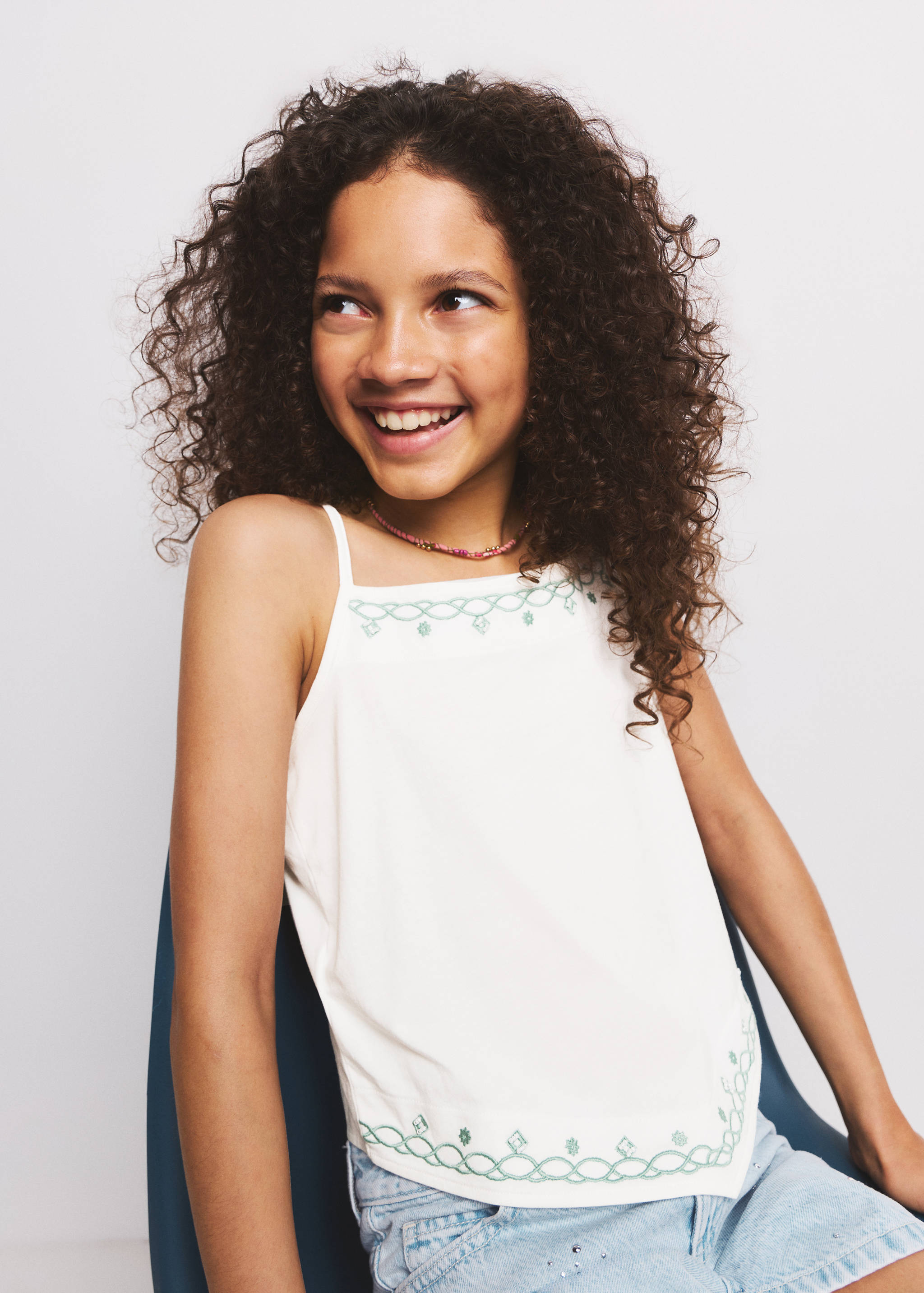 Embroidered detail strappy top - Details of the article 1