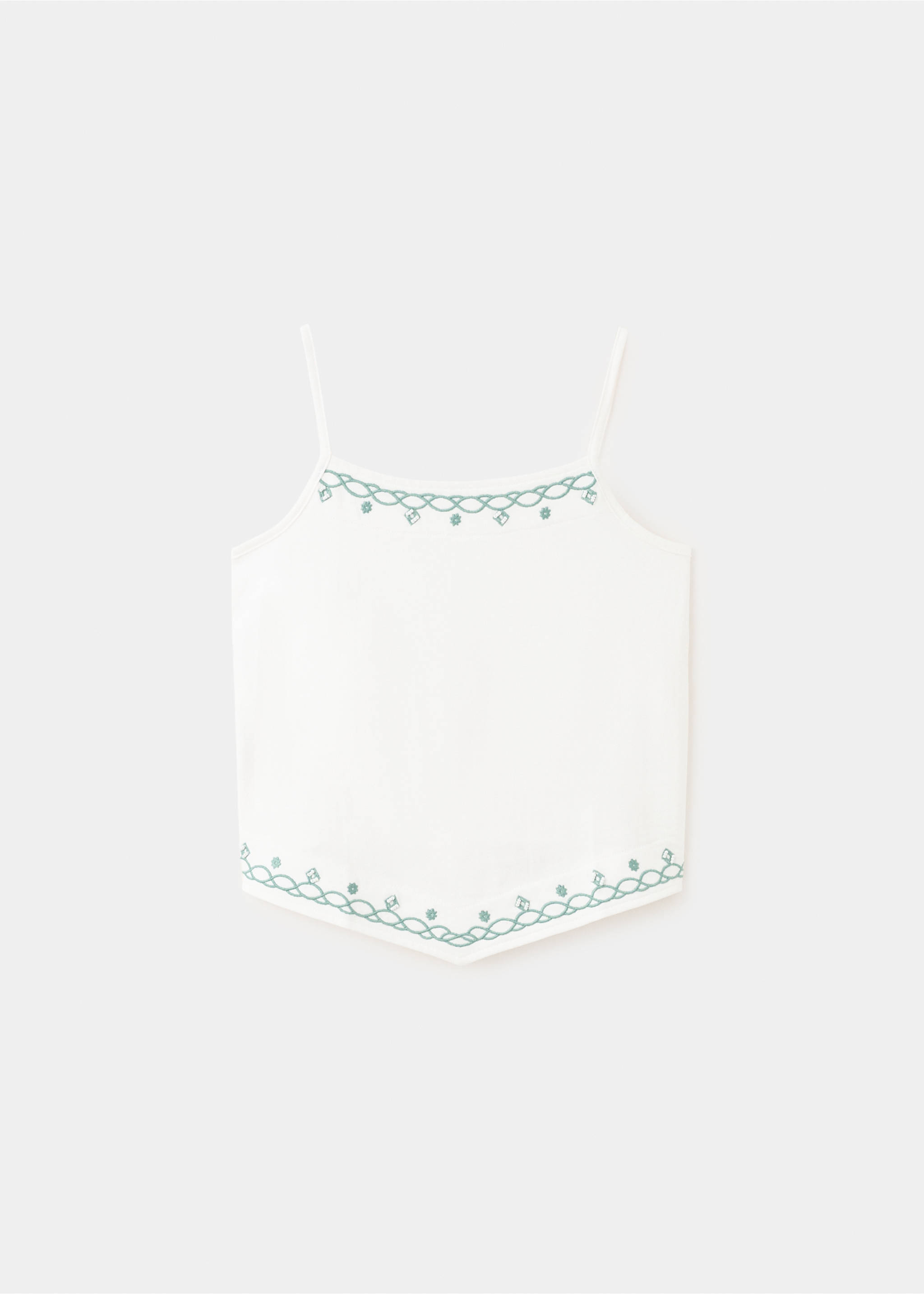 Embroidered detail strappy top - Article without model, Off White. Ref: 27008670-00.