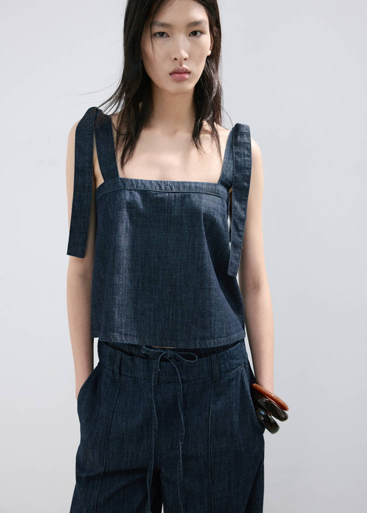 Strapless denim top — Open Blue