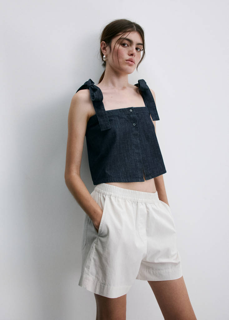 Strapless denim top — Open Blue