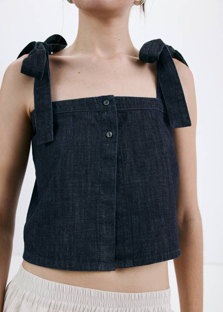 Strapless denim top — Open Blue