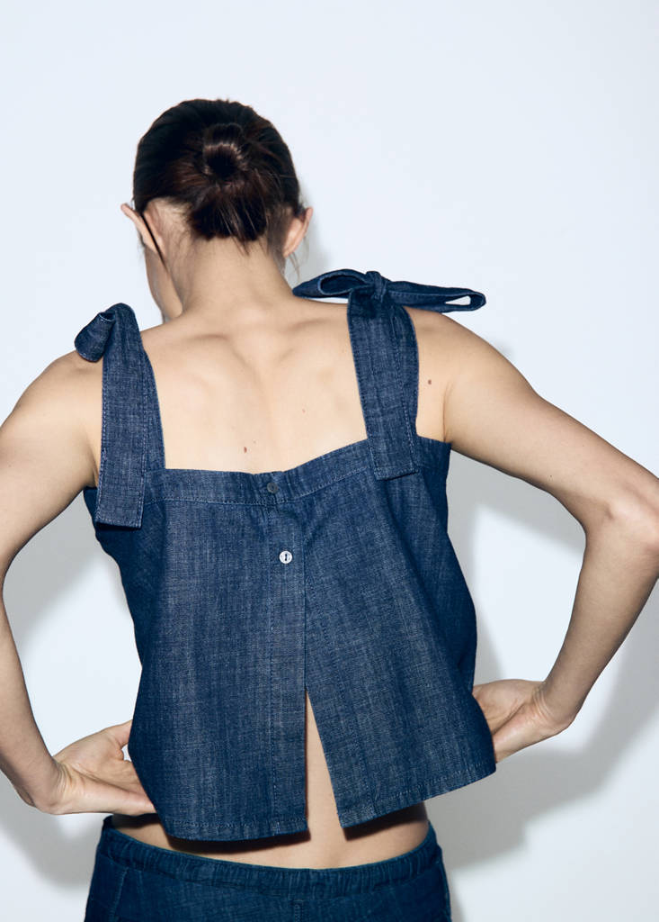 Strapless denim top — Open Blue