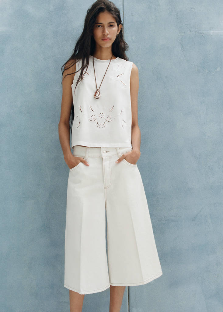 Top with openwork embroidery