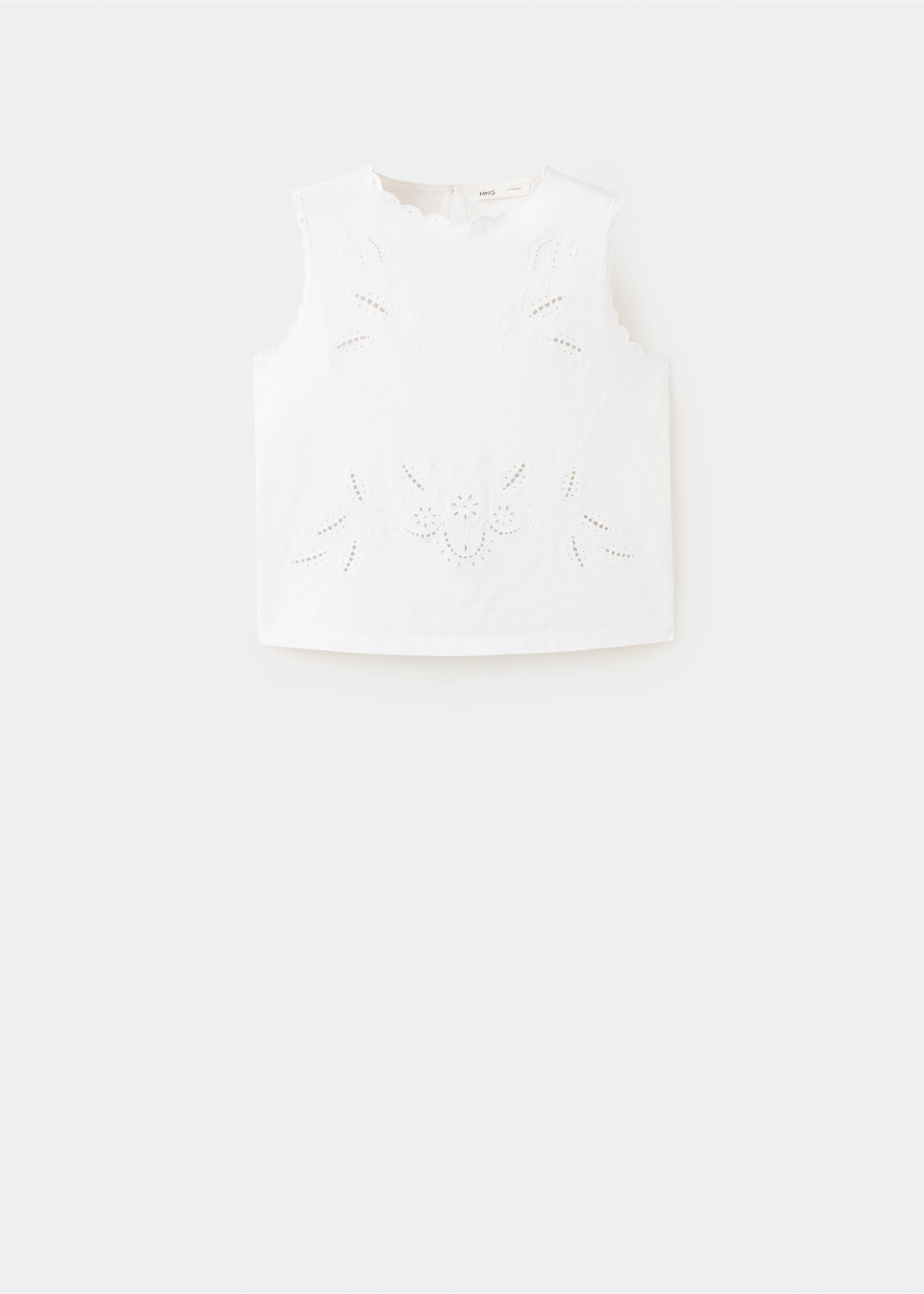 Embroidered broderie anglaise top - Article without model, Off White. Ref: 27009062-00.
