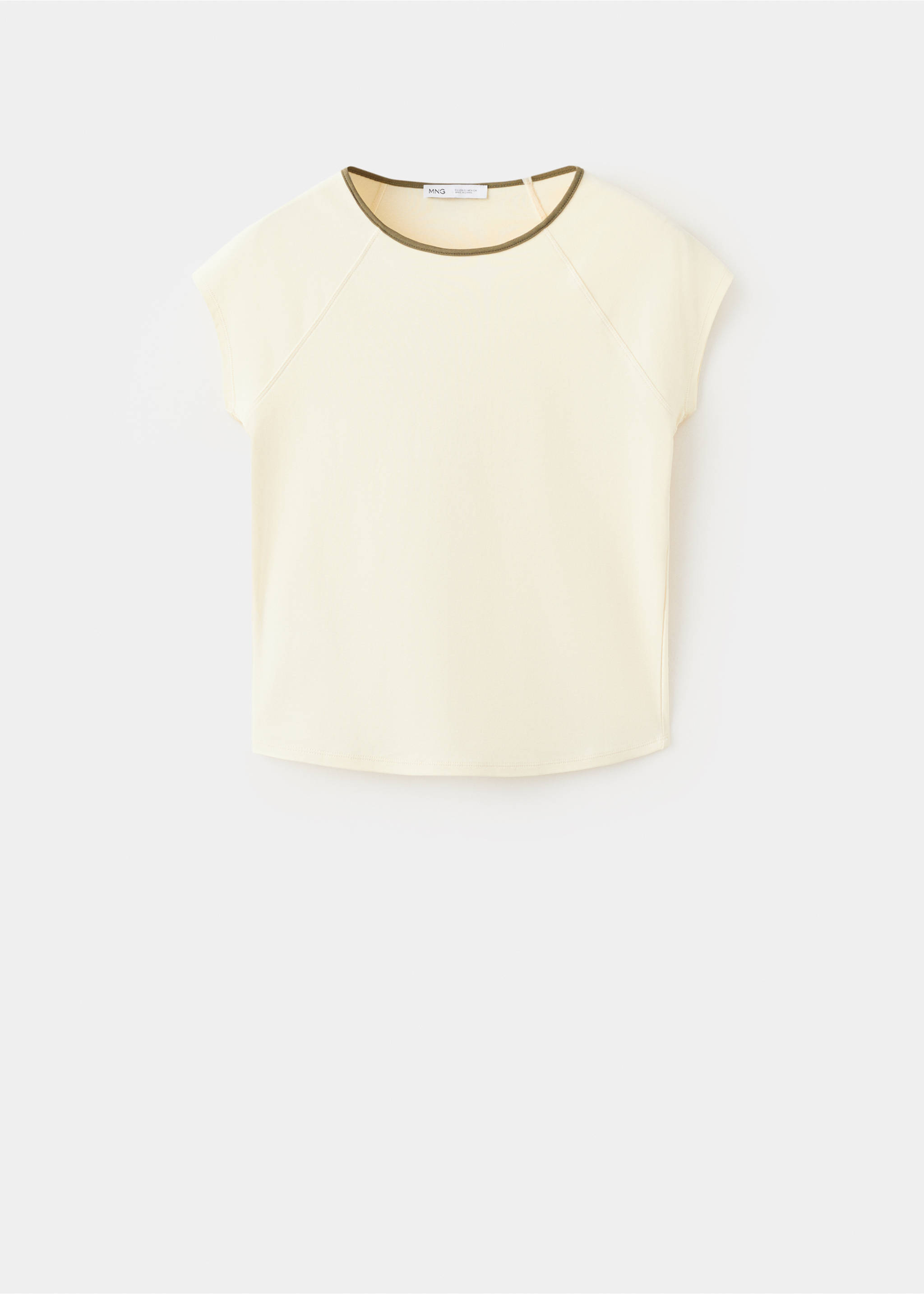 Cotton T-shirt with contrast piping - Article without model, Ecru. Ref: 27009079-00.