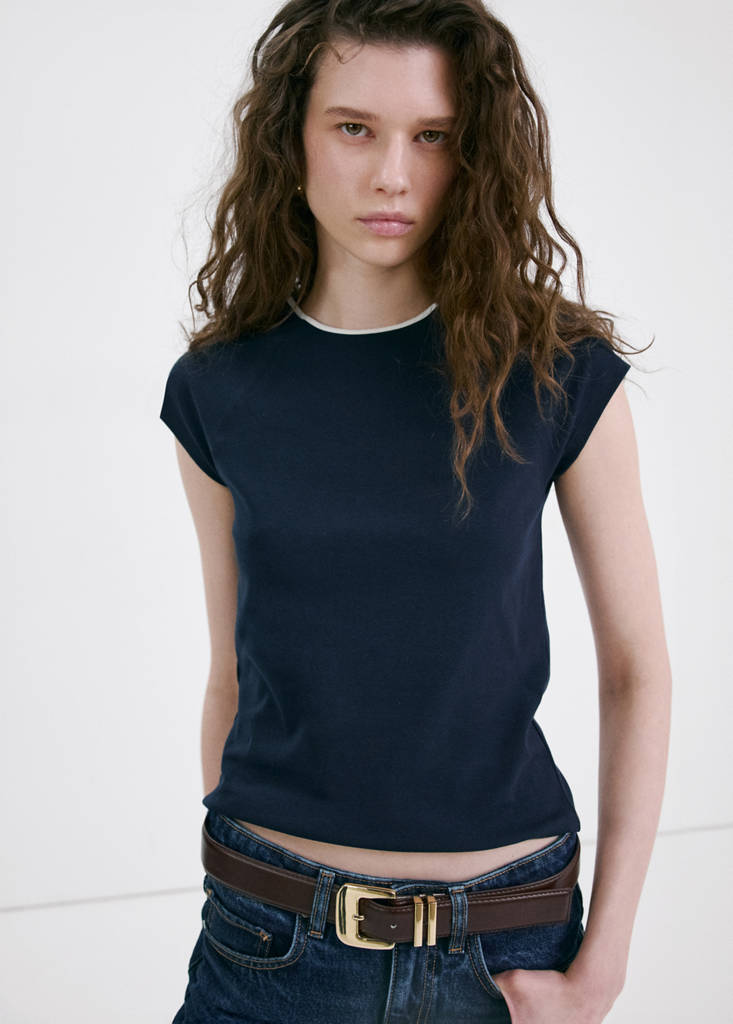 Cotton T-shirt with contrasting trim
