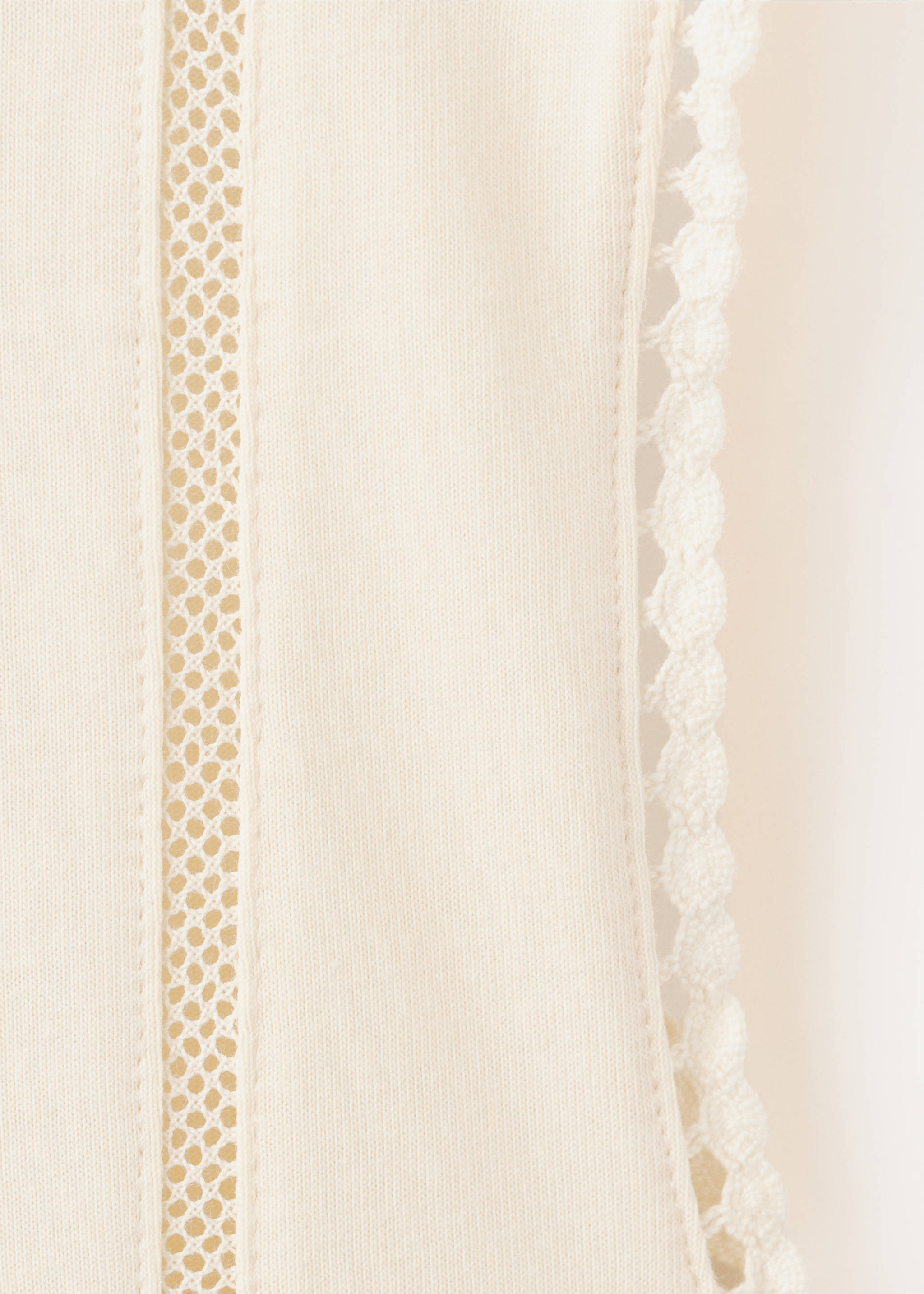 Embroidered cutwork cotton T-shirt - Details of the article 0, Ecru. Ref: 27009081-00.