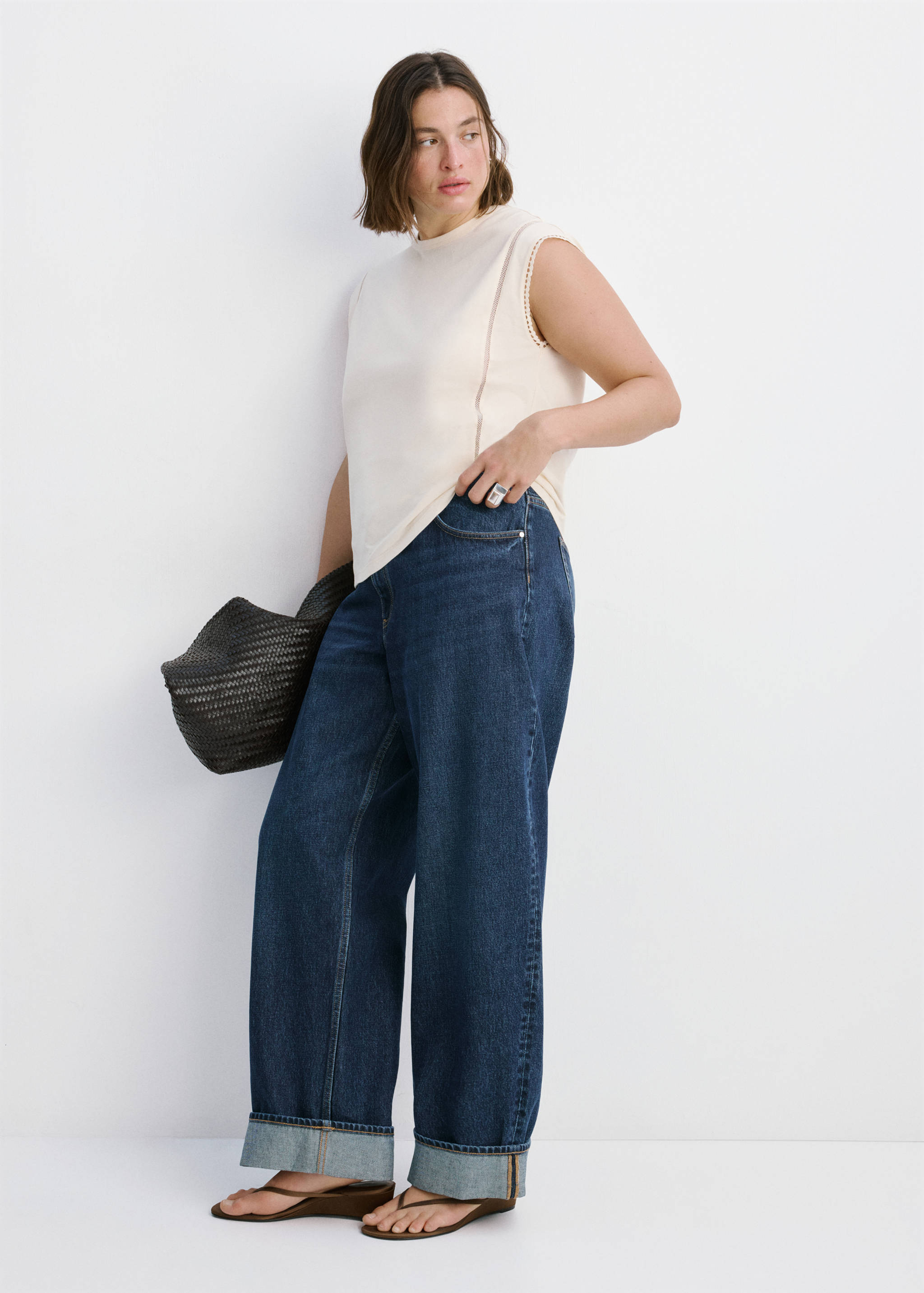 Embroidered cutwork cotton T-shirt - Details of the article 3